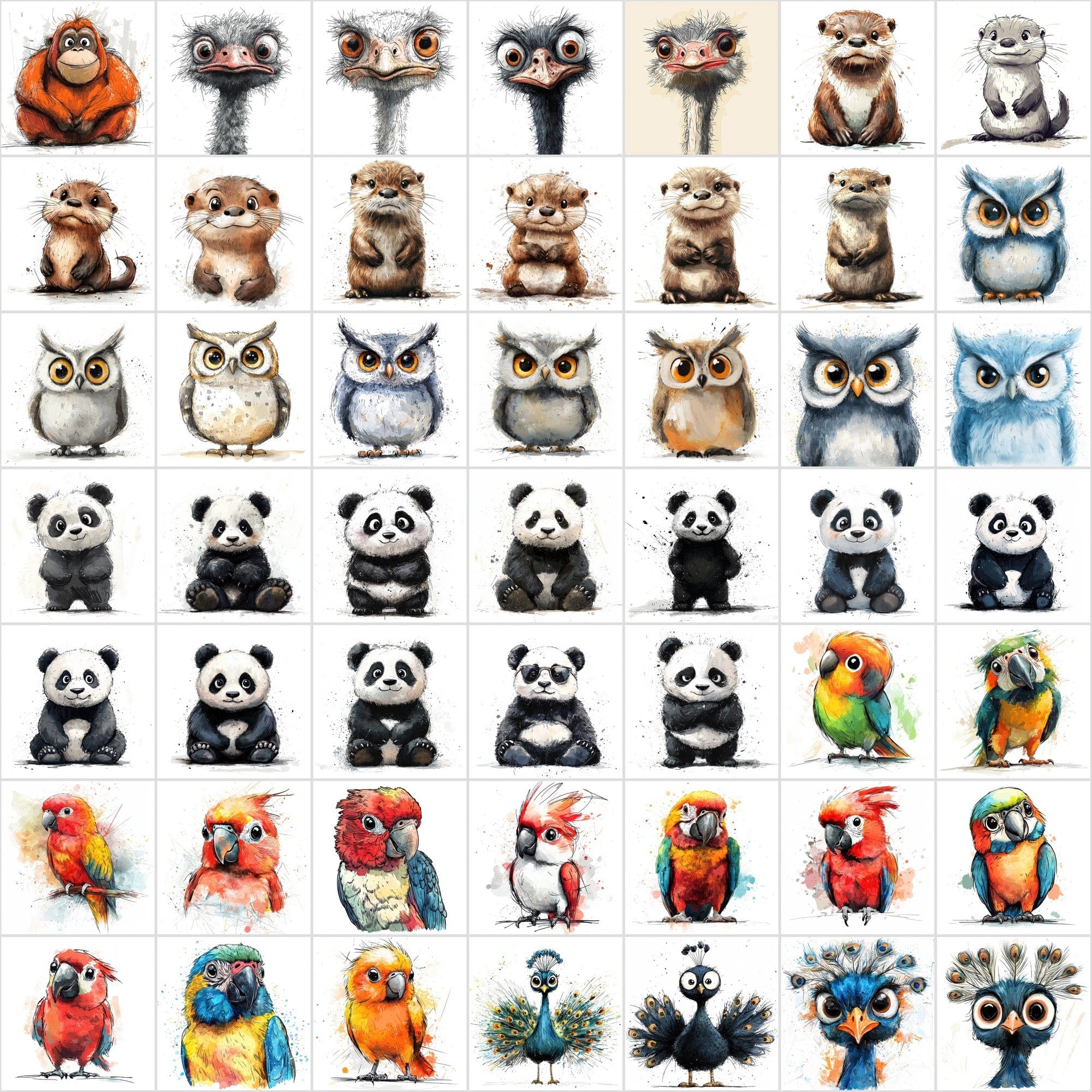 600 Animal Clipart Scribble-Style with Commercial License Digital Download Sumobundle