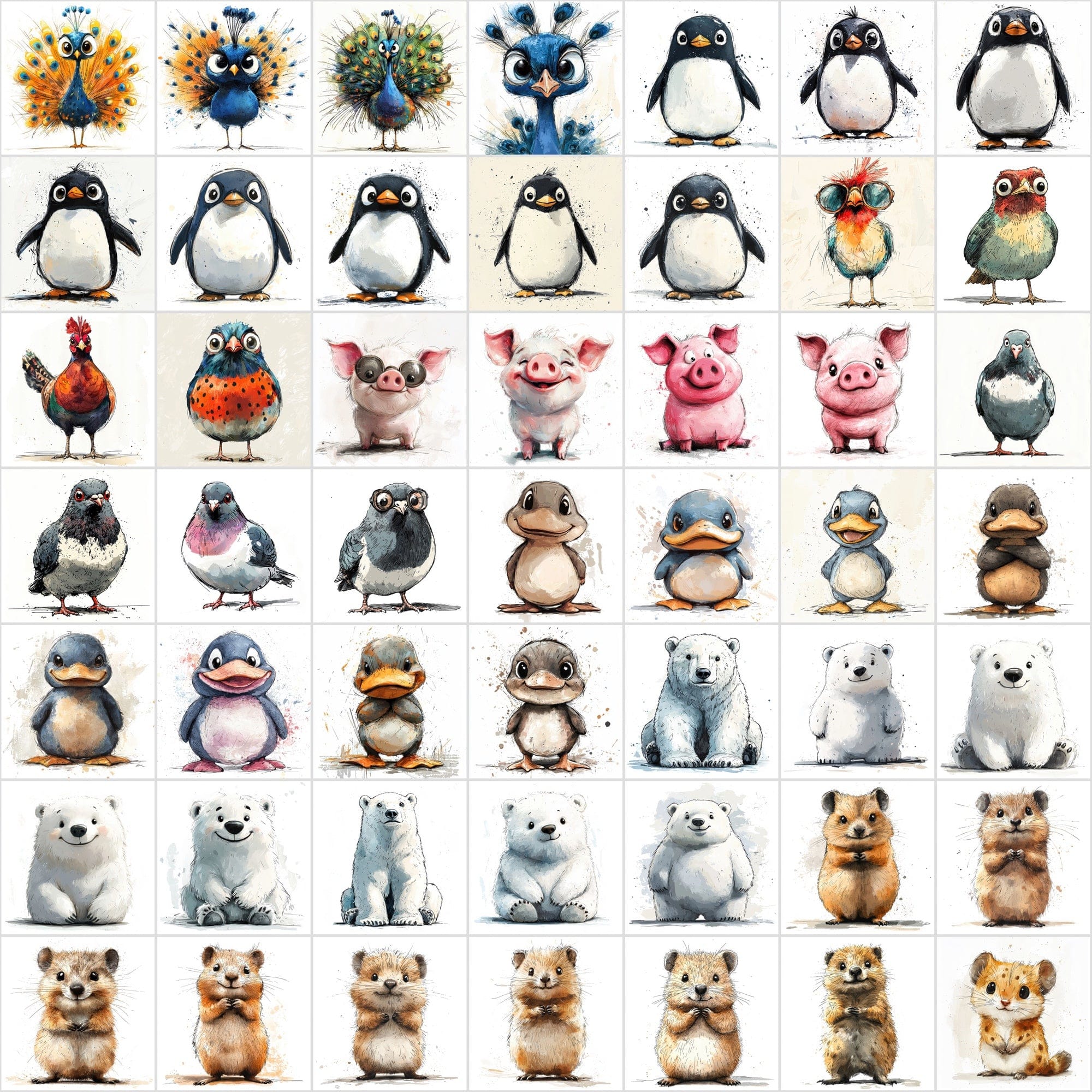 600 Animal Clipart Scribble-Style with Commercial License Digital Download Sumobundle