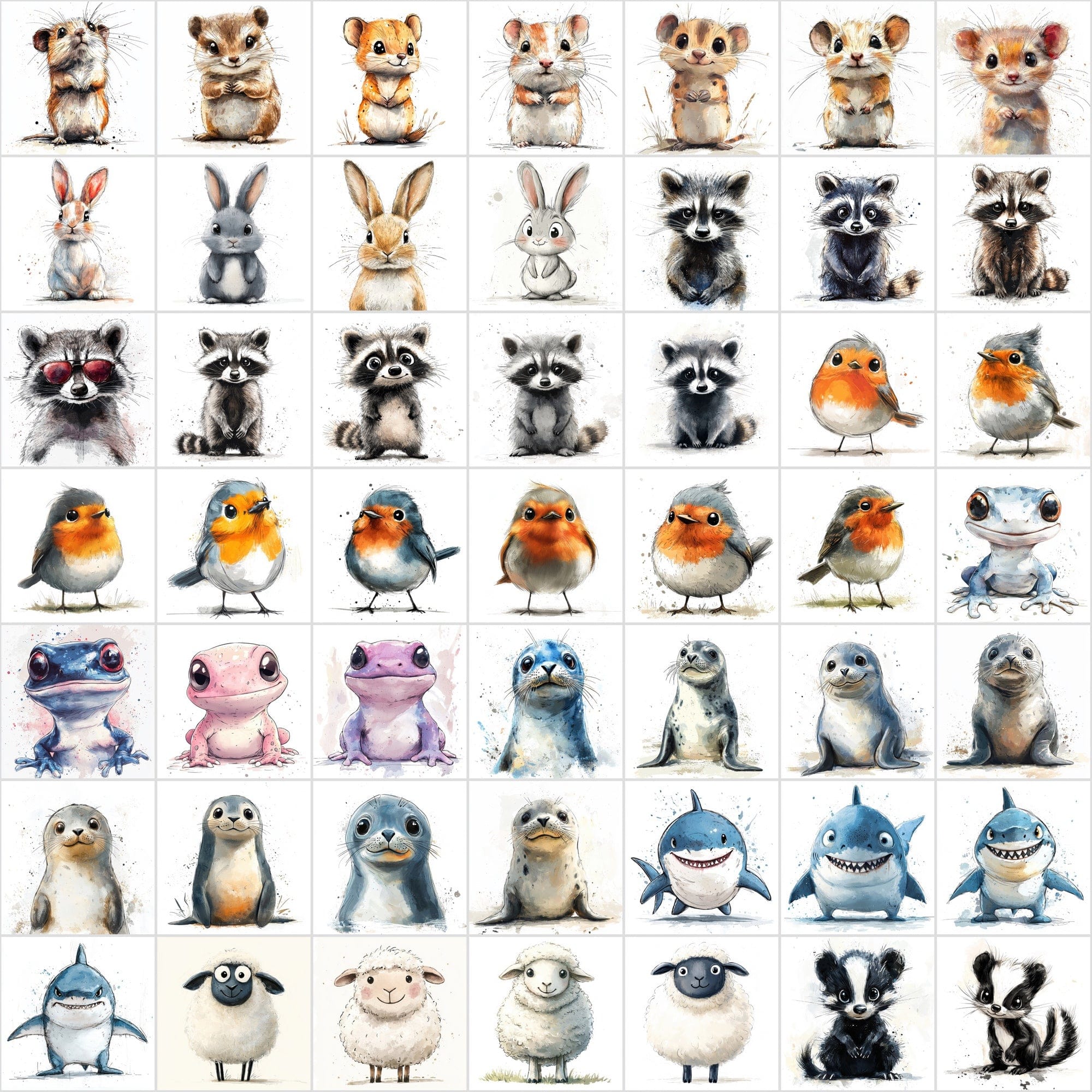 600 Animal Clipart Scribble-Style with Commercial License Digital Download Sumobundle