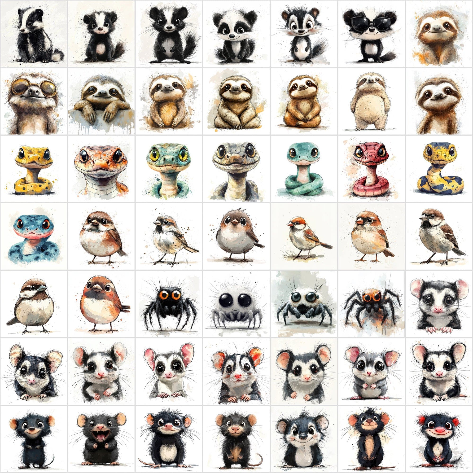 600 Animal Clipart Scribble-Style with Commercial License Digital Download Sumobundle
