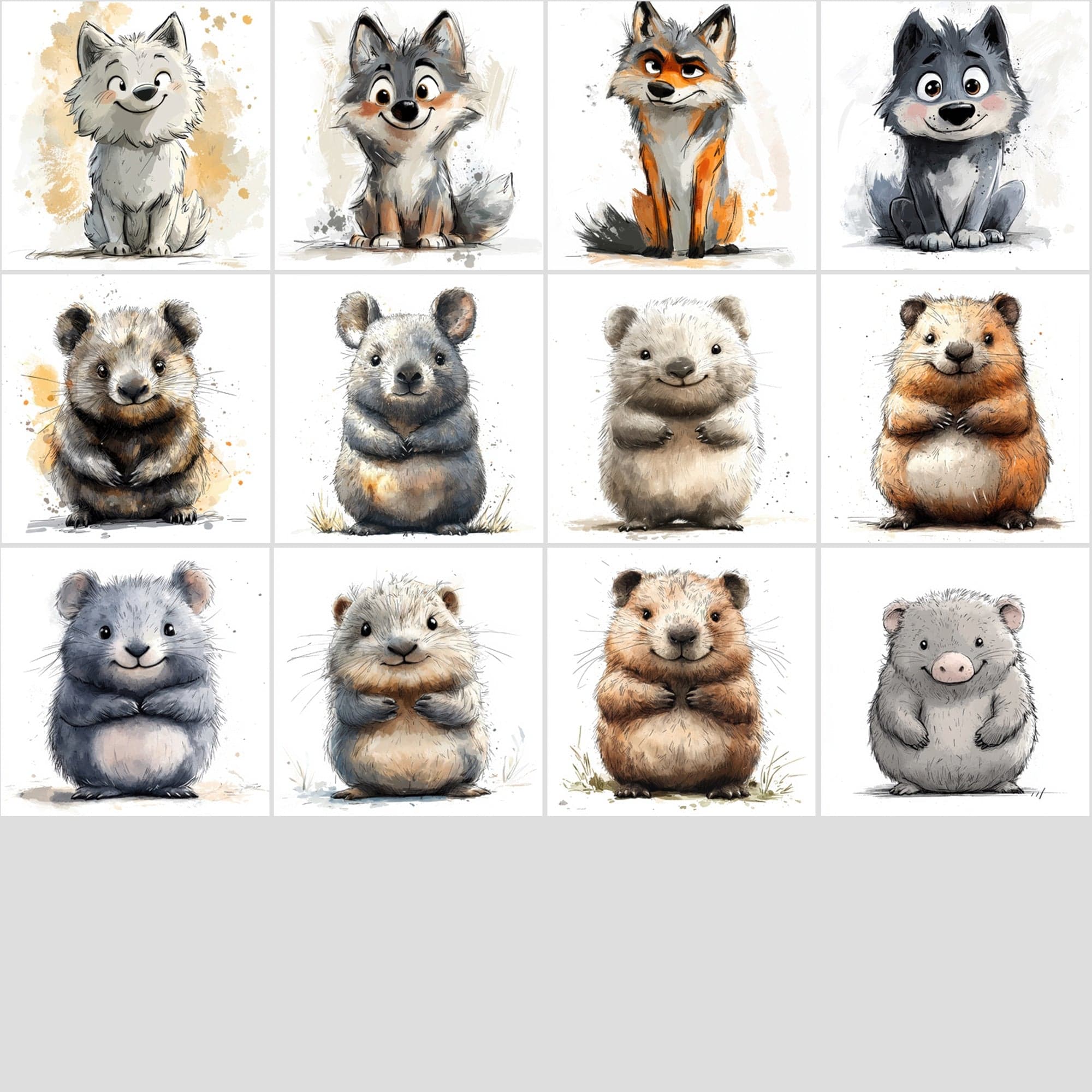 600 Animal Clipart Scribble-Style with Commercial License Digital Download Sumobundle