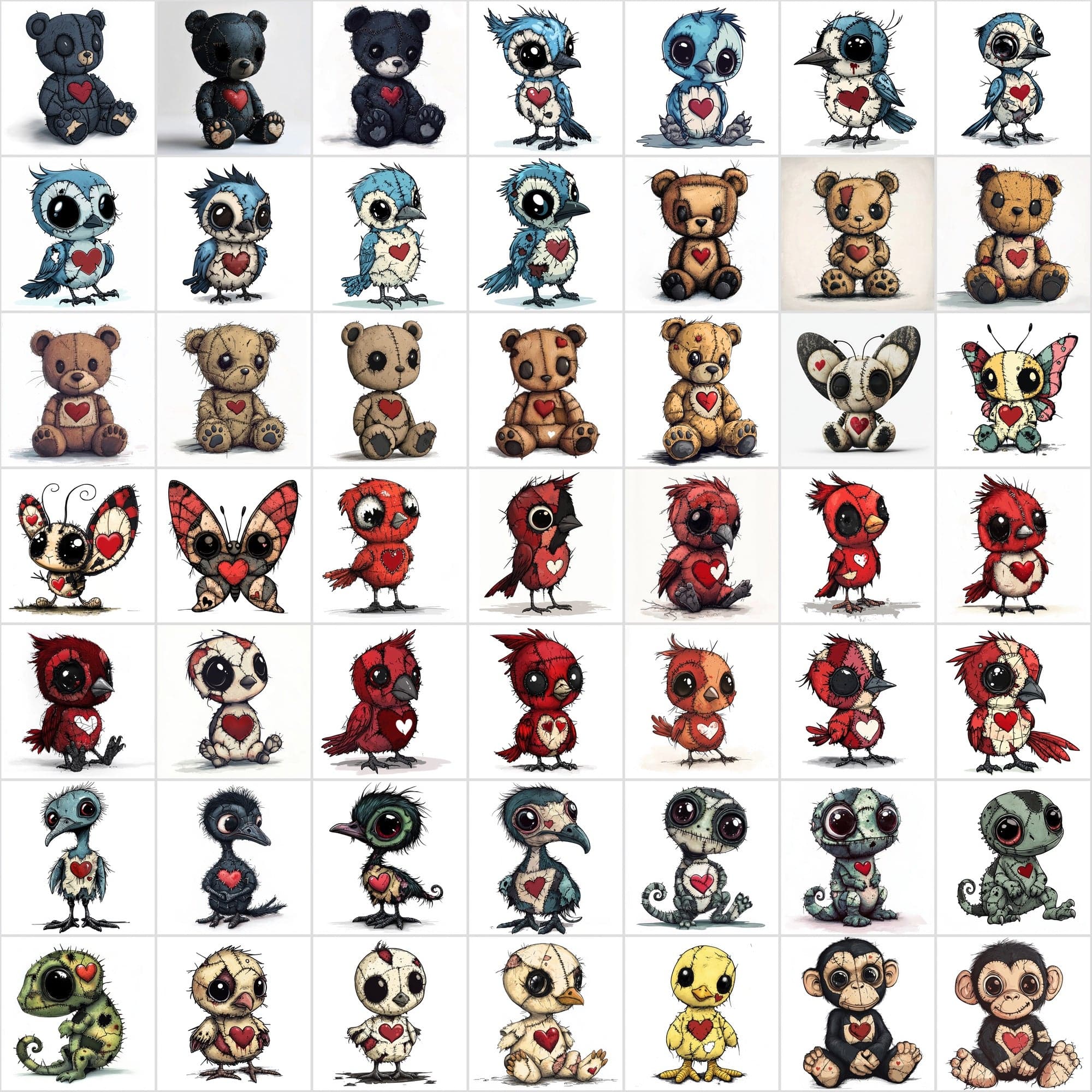 600 Cute Cartoon Baby Animal Patchwork Digital Download Sumobundle