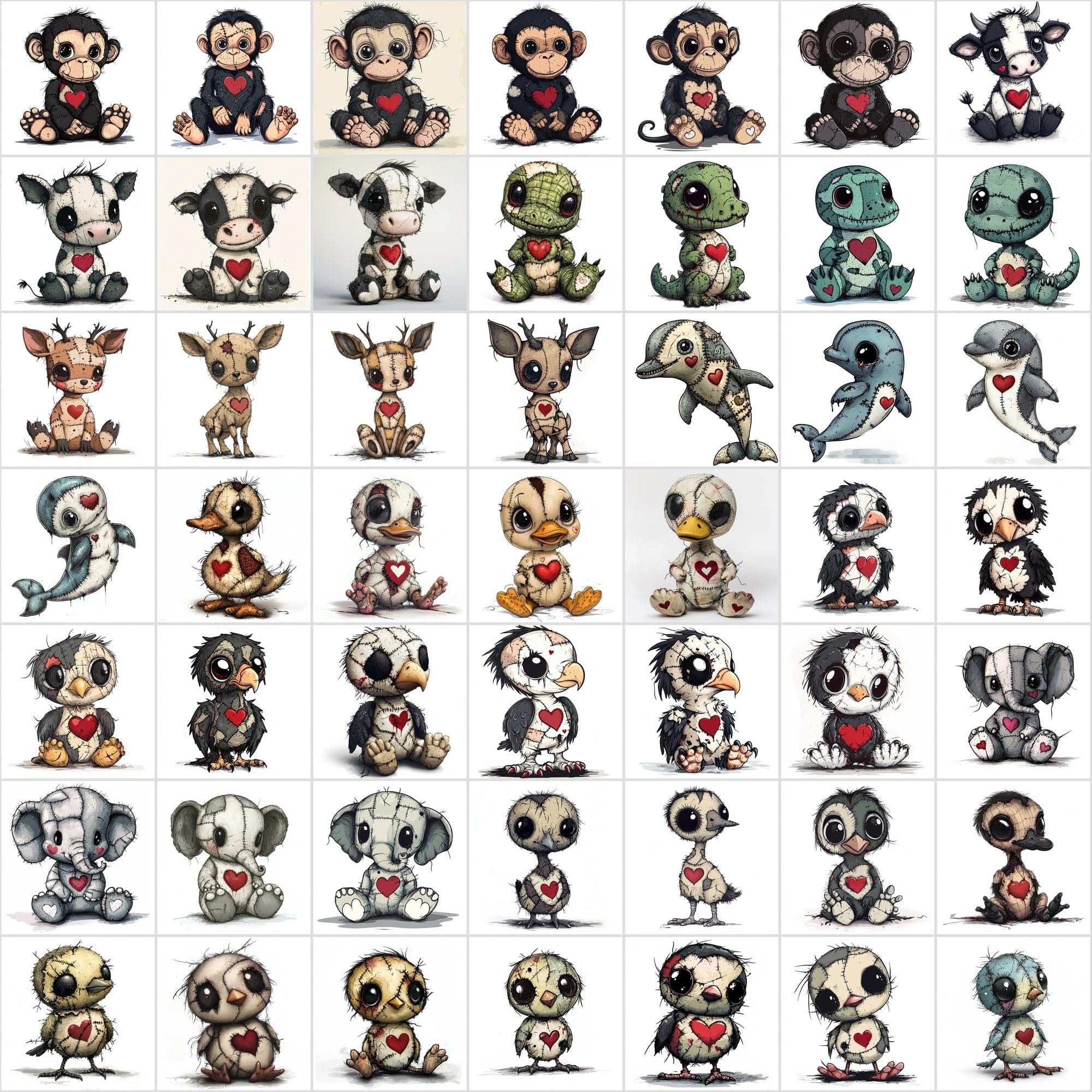 600 Cute Cartoon Baby Animal Patchwork Digital Download Sumobundle