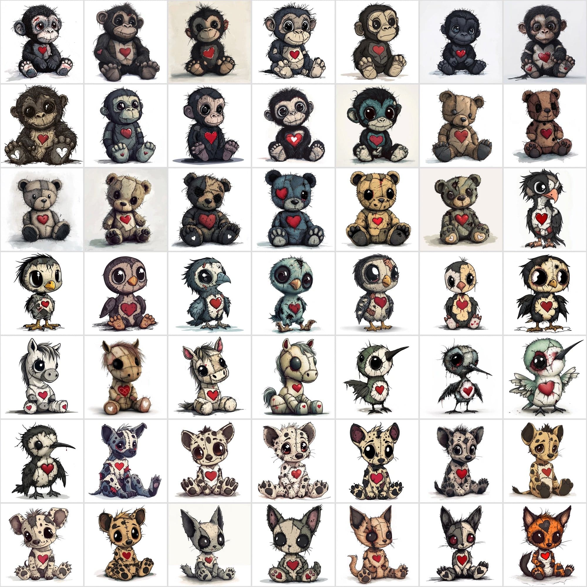 600 Cute Cartoon Baby Animal Patchwork Digital Download Sumobundle