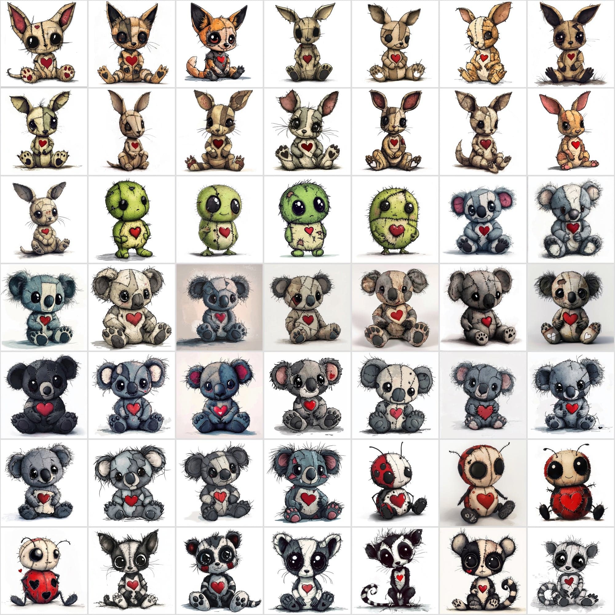 600 Cute Cartoon Baby Animal Patchwork Digital Download Sumobundle
