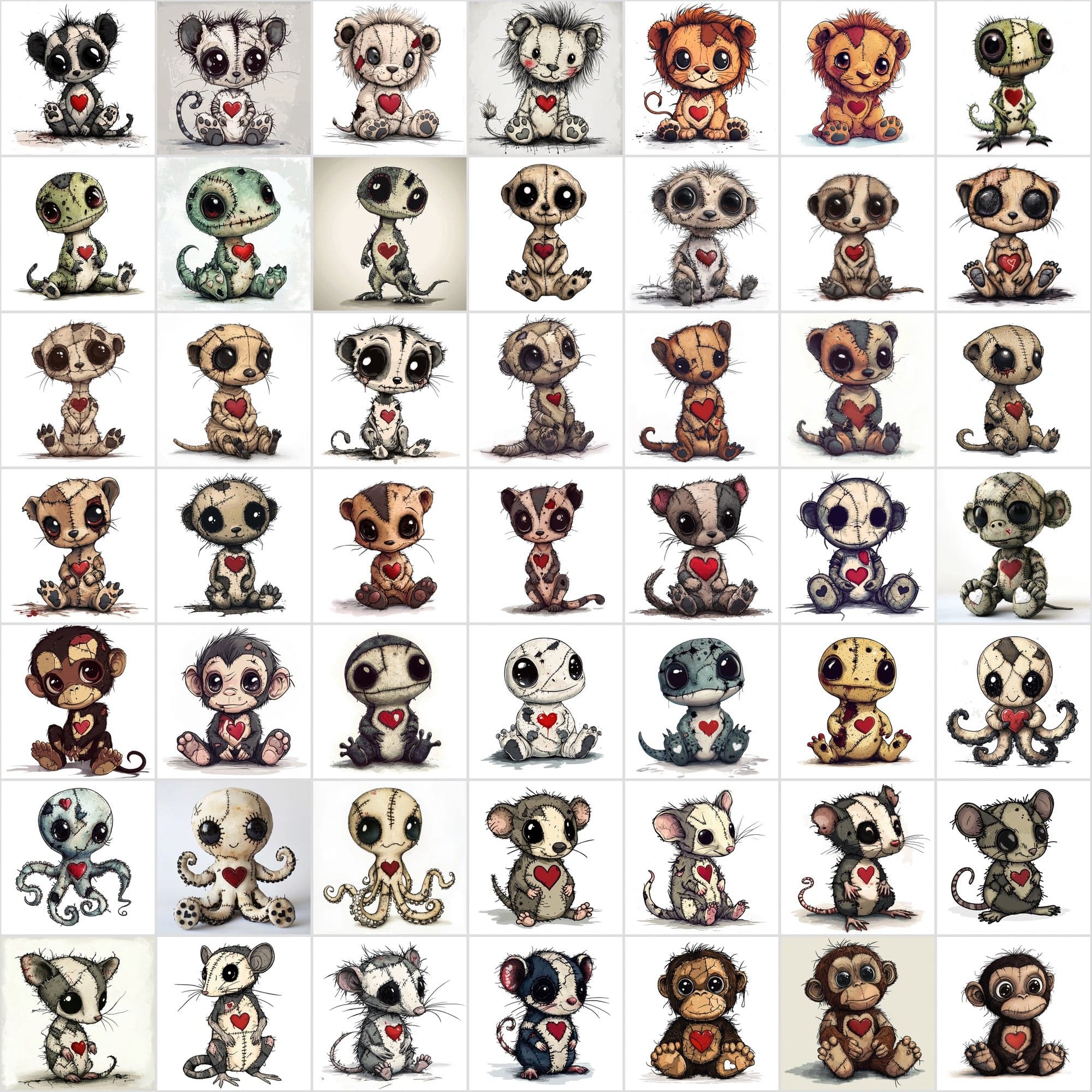 600 Cute Cartoon Baby Animal Patchwork Digital Download Sumobundle