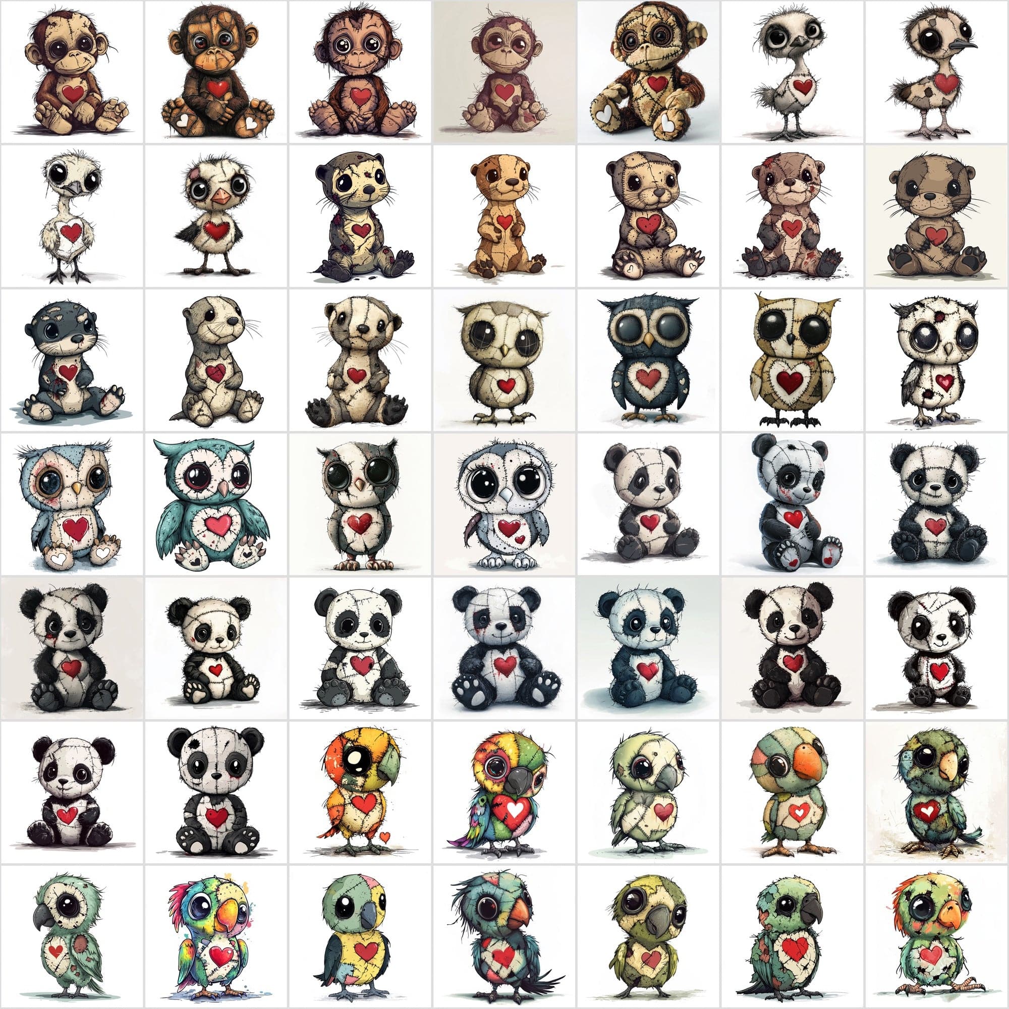 600 Cute Cartoon Baby Animal Patchwork Digital Download Sumobundle