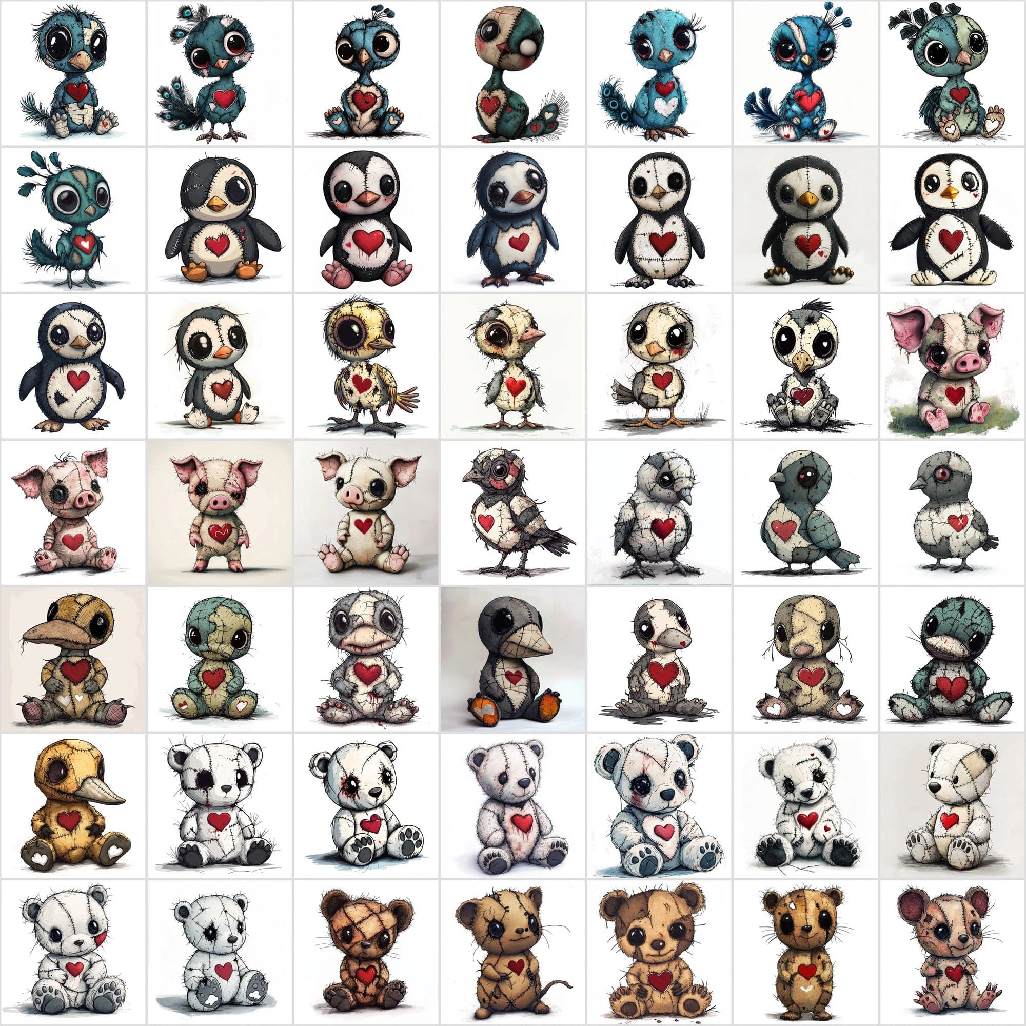 600 Cute Cartoon Baby Animal Patchwork Digital Download Sumobundle
