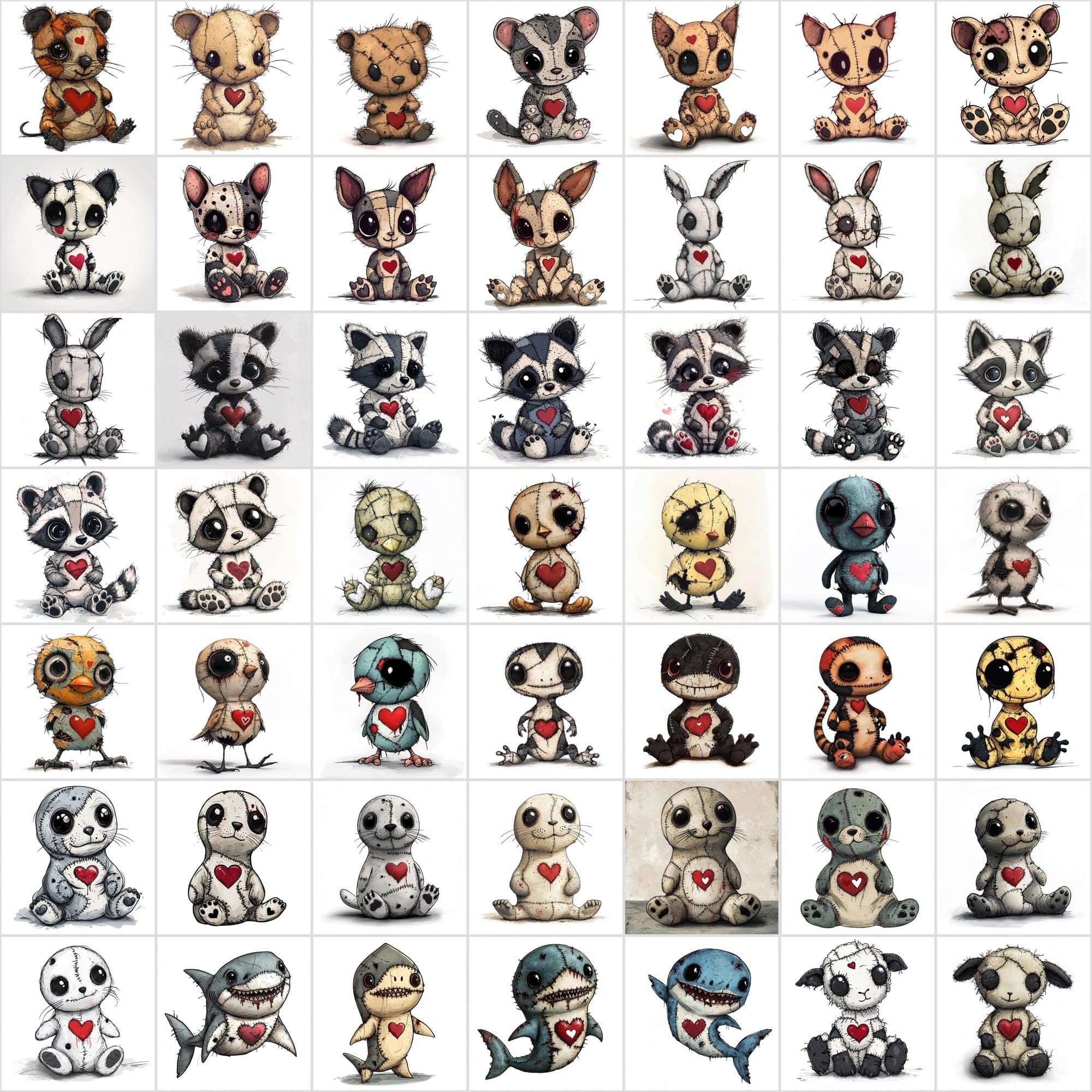 600 Cute Cartoon Baby Animal Patchwork Digital Download Sumobundle