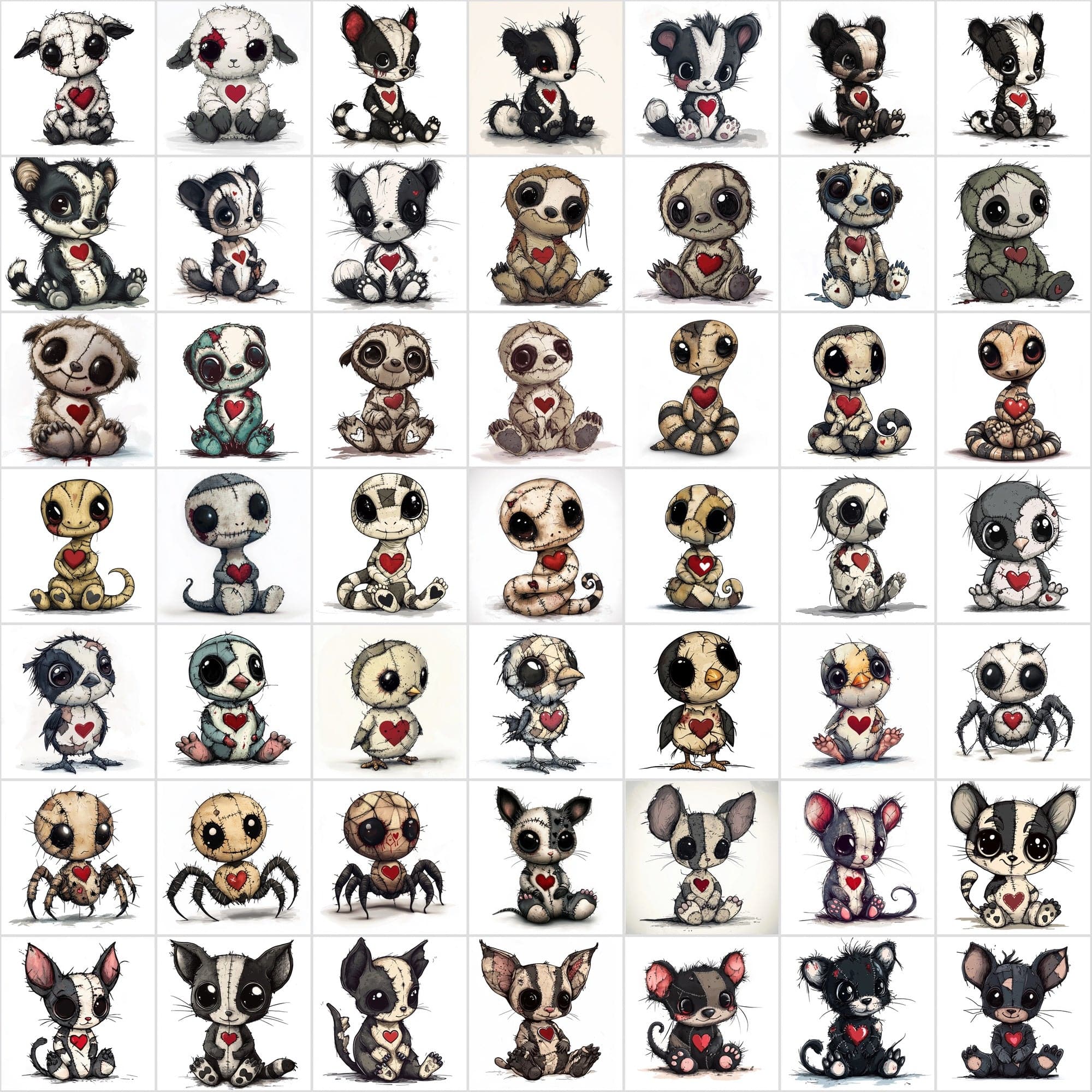 600 Cute Cartoon Baby Animal Patchwork Digital Download Sumobundle