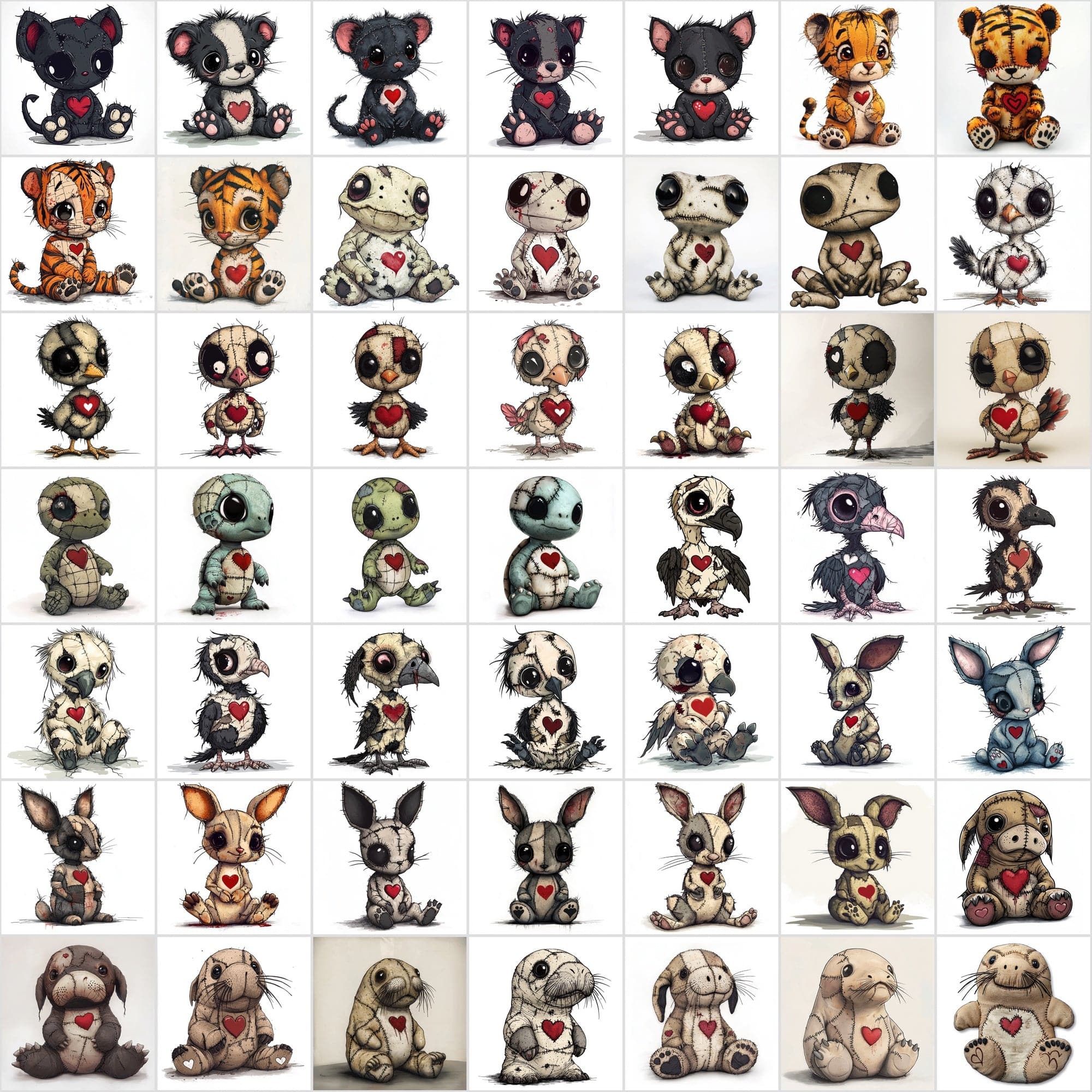600 Cute Cartoon Baby Animal Patchwork Digital Download Sumobundle