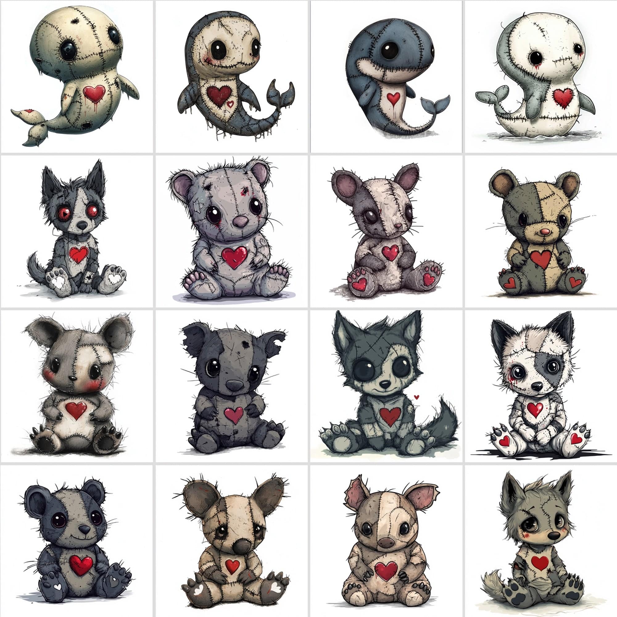 600 Cute Cartoon Baby Animal Patchwork Digital Download Sumobundle