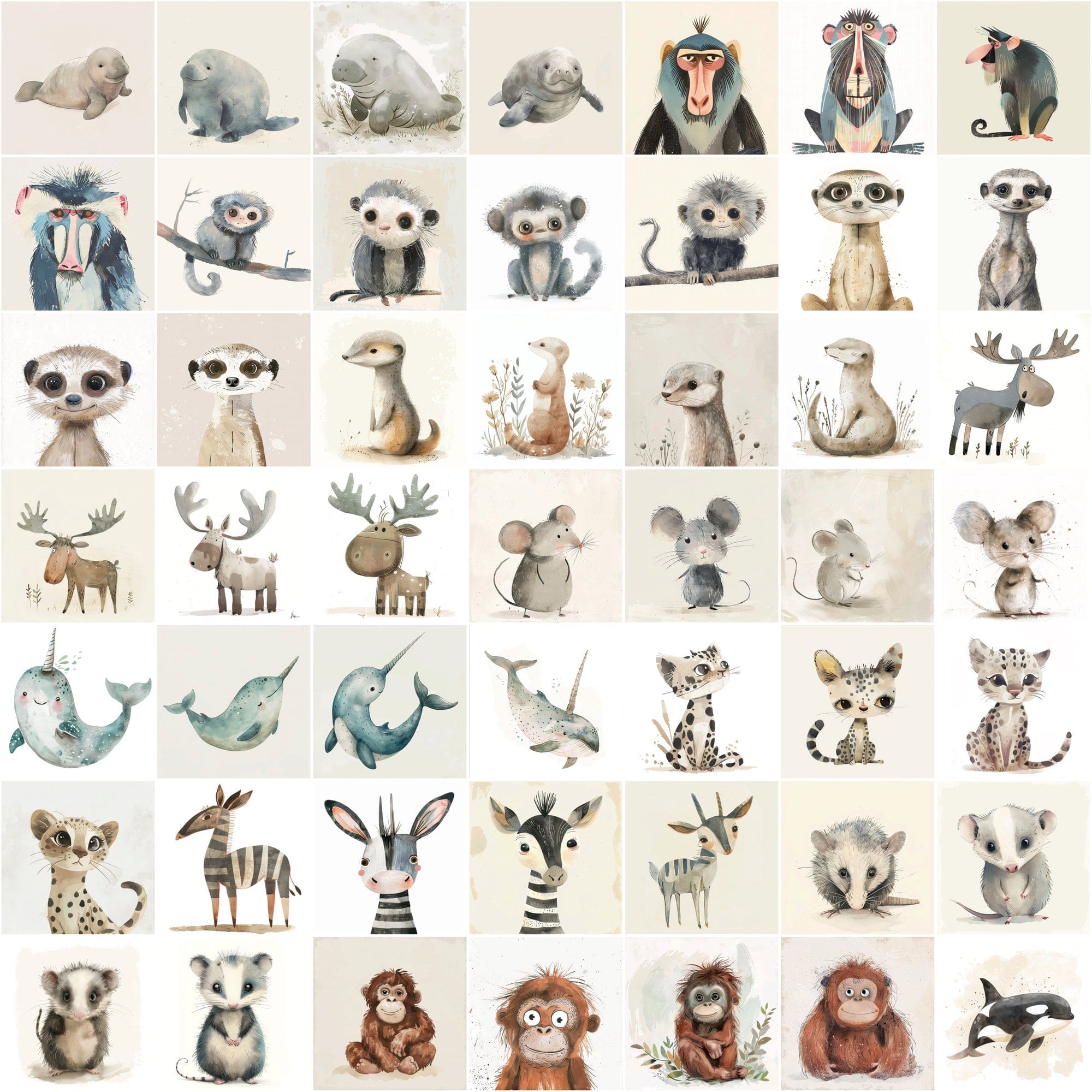 600 Cute Creatures - Whimsical Wildlife Collection Digital Download Sumobundle