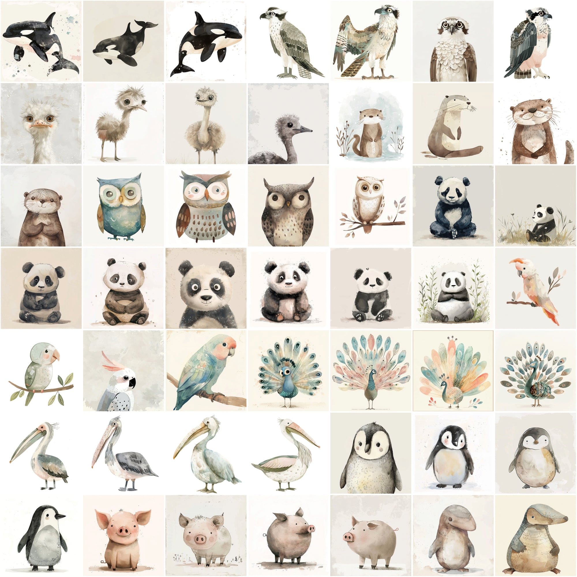 600 Cute Creatures - Whimsical Wildlife Collection Digital Download Sumobundle