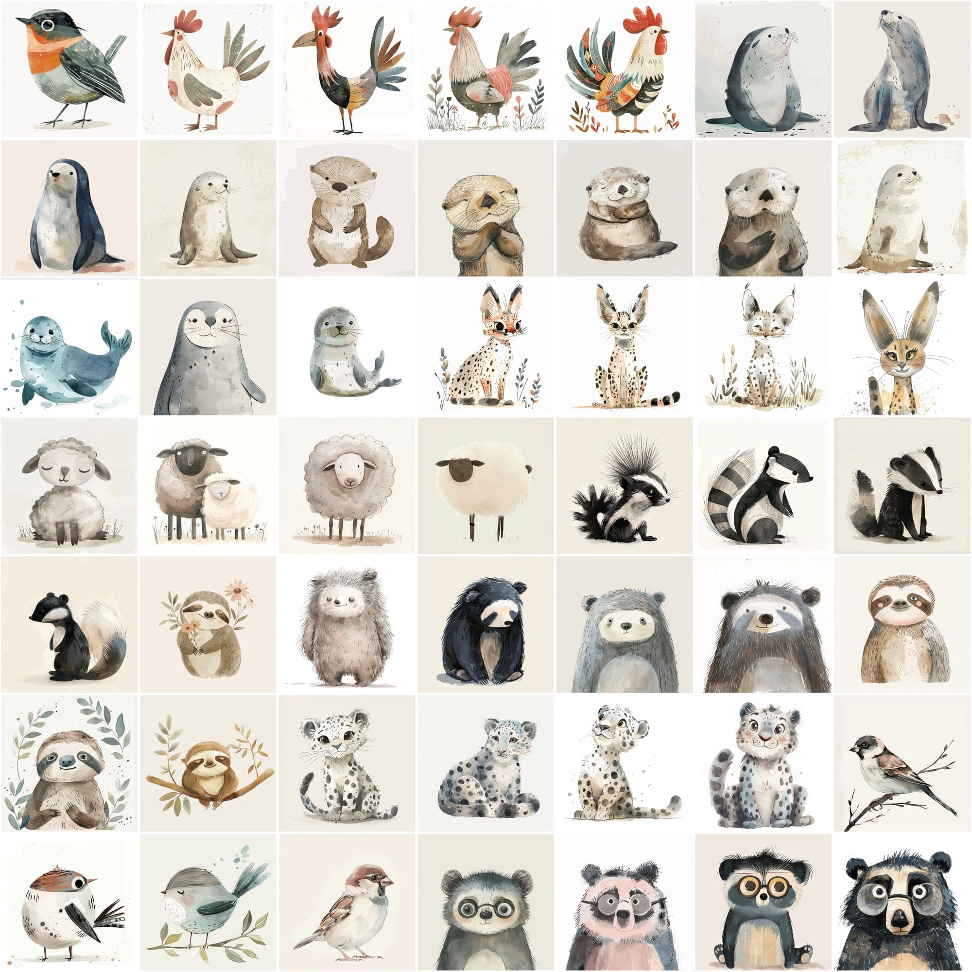 600 Cute Creatures - Whimsical Wildlife Collection Digital Download Sumobundle