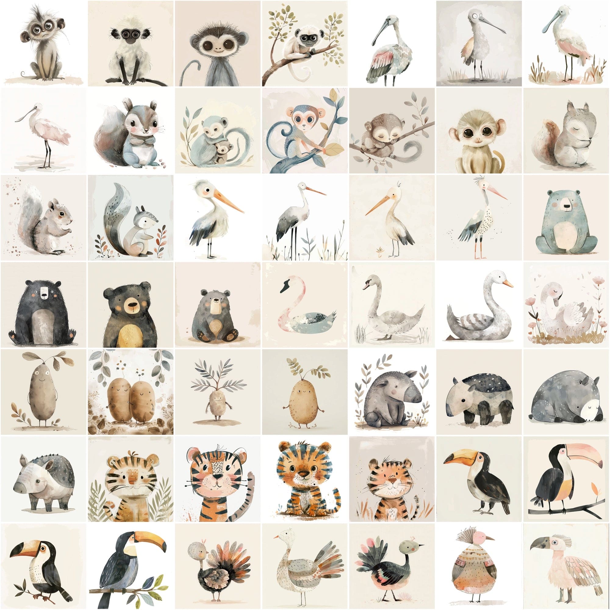 600 Cute Creatures - Whimsical Wildlife Collection Digital Download Sumobundle