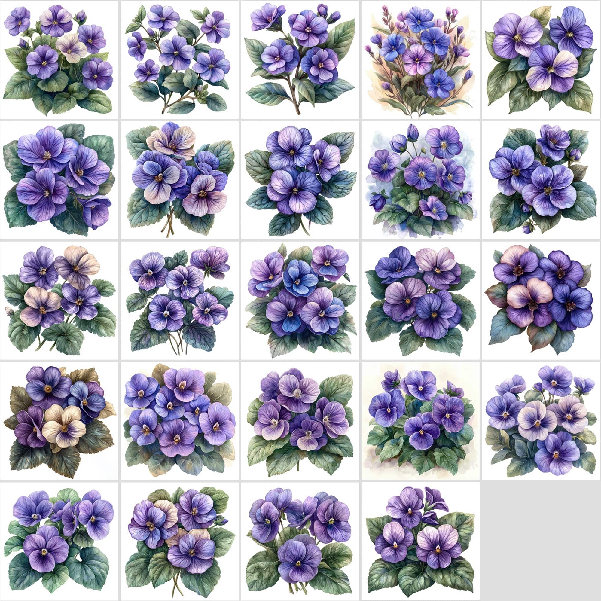 600 Vibrant Watercolor Flowers & Leaves Digital Download Sumobundle
