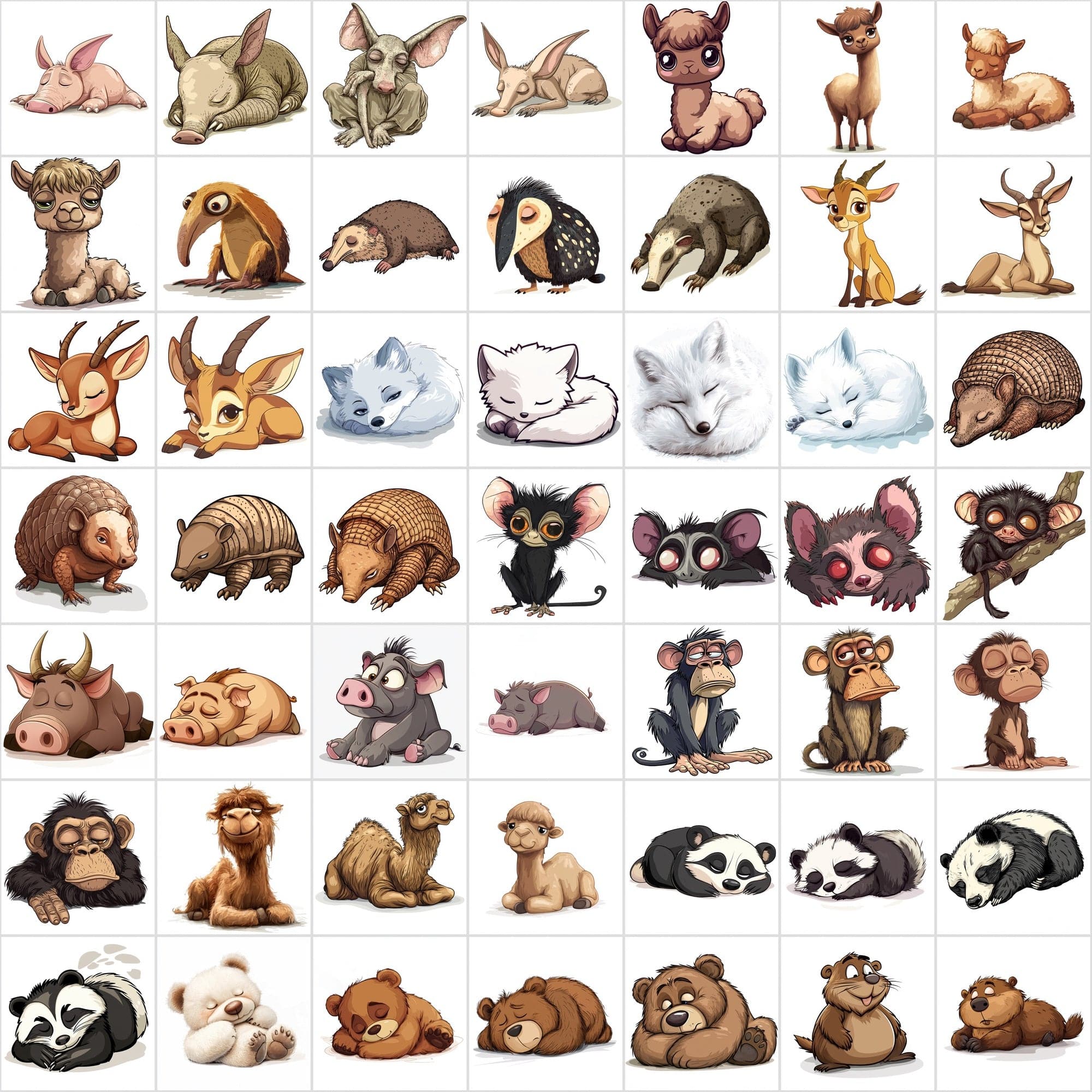635 Adorable Sleepy and Tiered Animal Images Digital Download Sumobundle