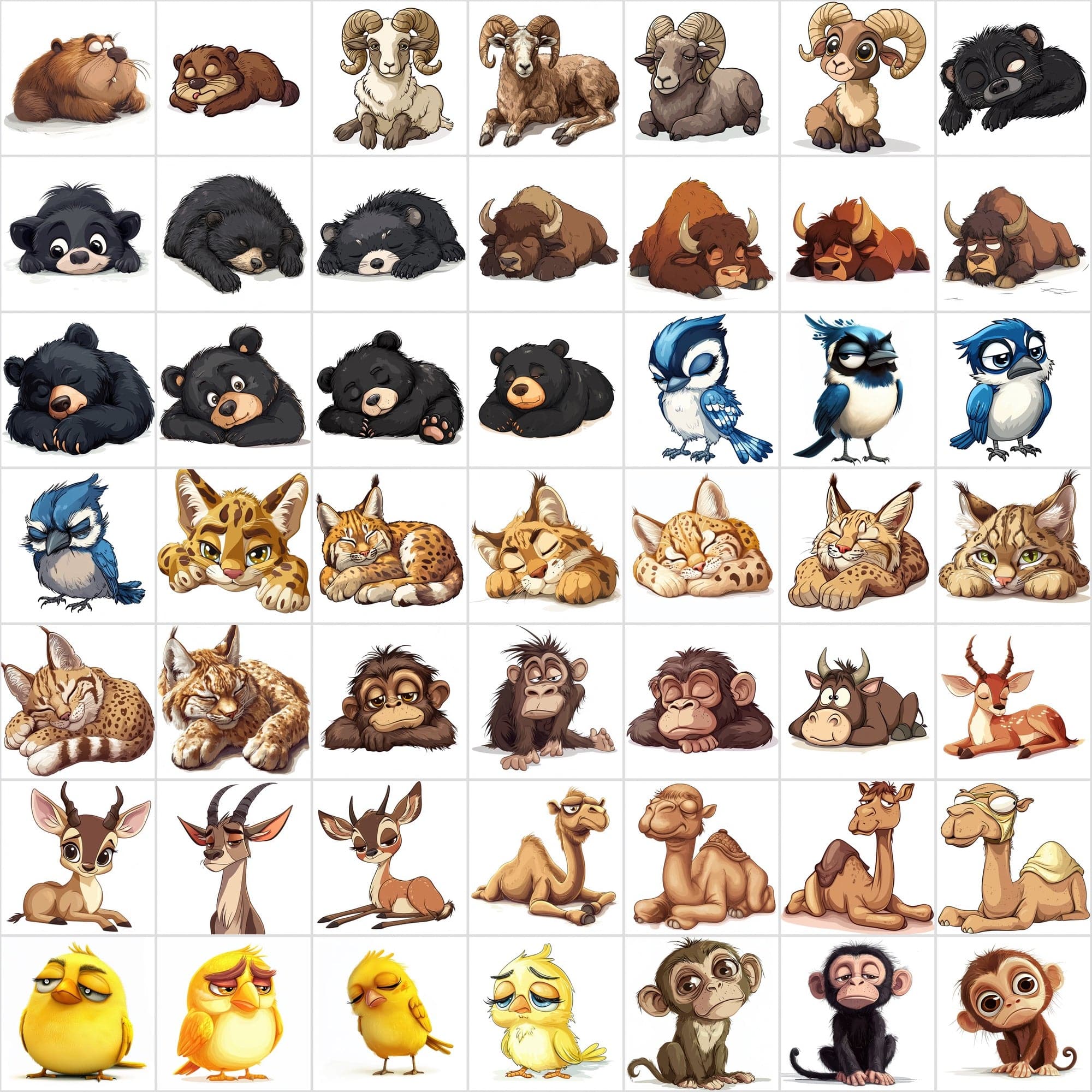 635 Adorable Sleepy and Tiered Animal Images Digital Download Sumobundle