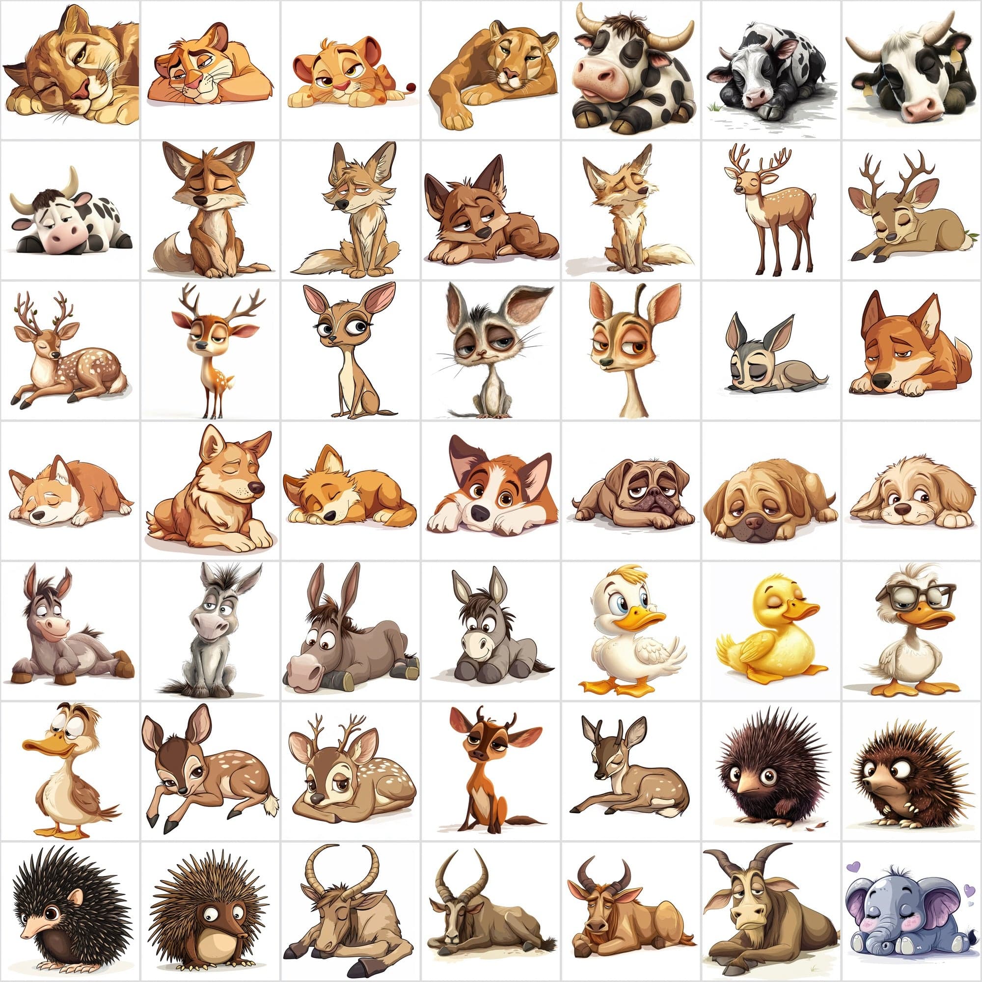 635 Adorable Sleepy and Tiered Animal Images Digital Download Sumobundle