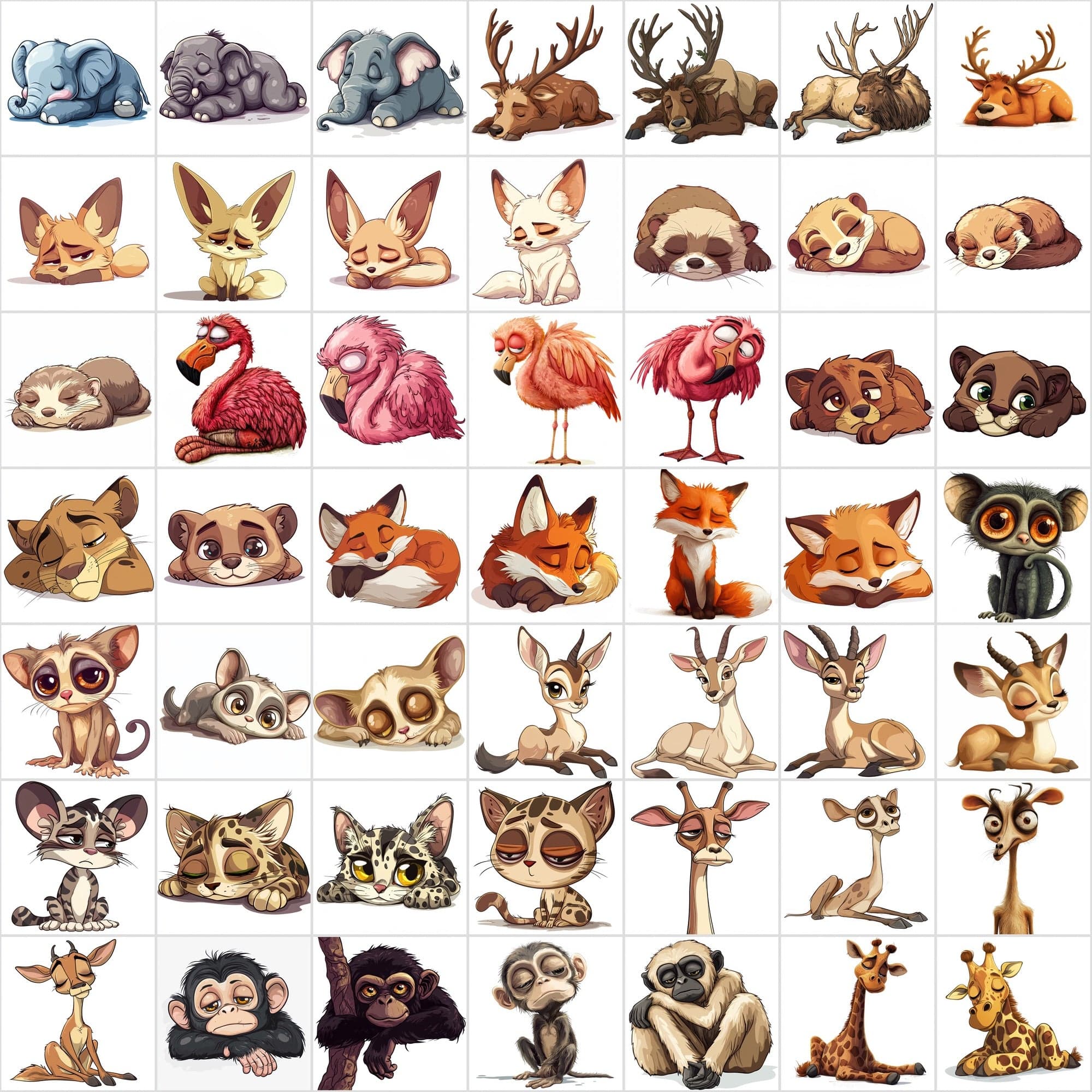 635 Adorable Sleepy and Tiered Animal Images Digital Download Sumobundle