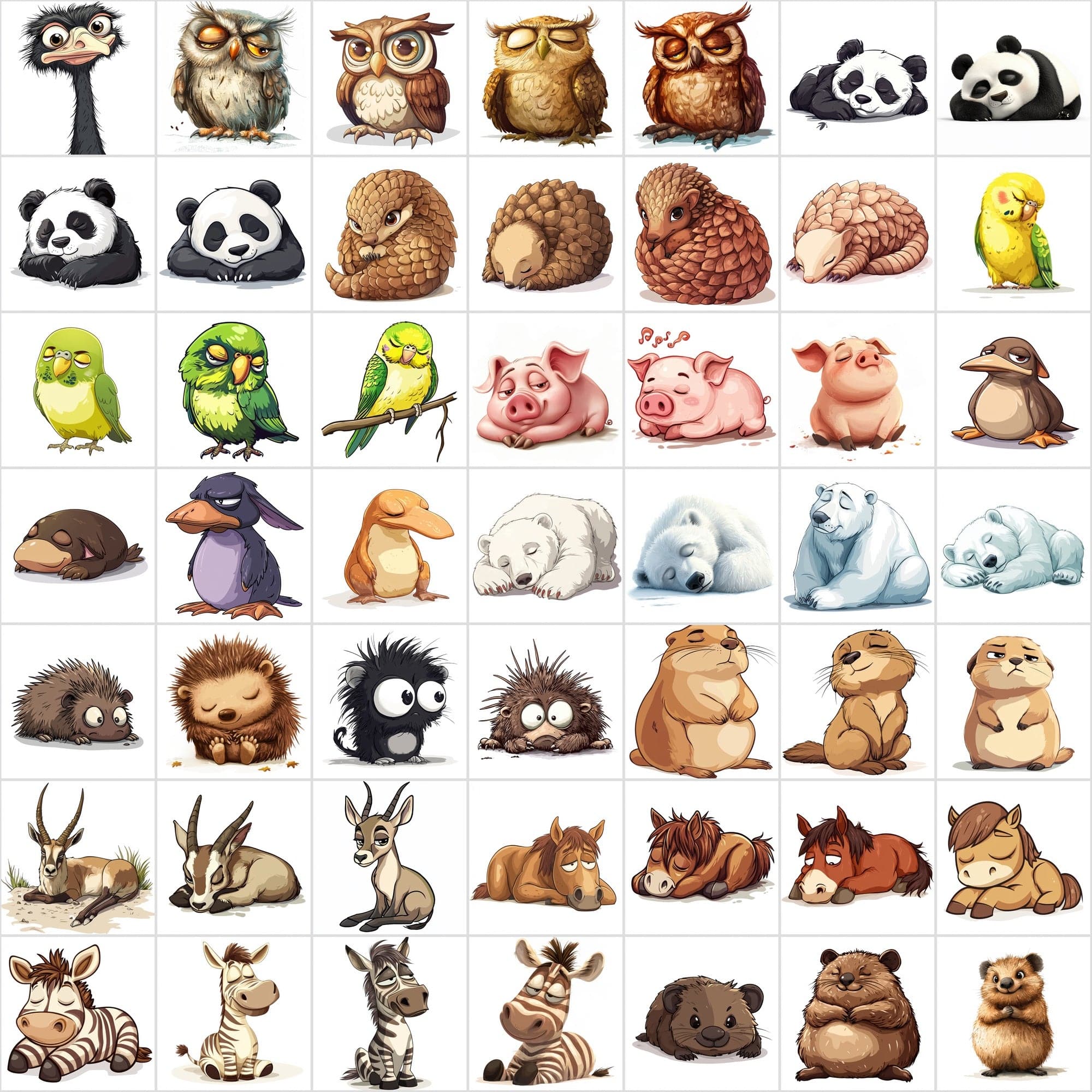 635 Adorable Sleepy and Tiered Animal Images Digital Download Sumobundle