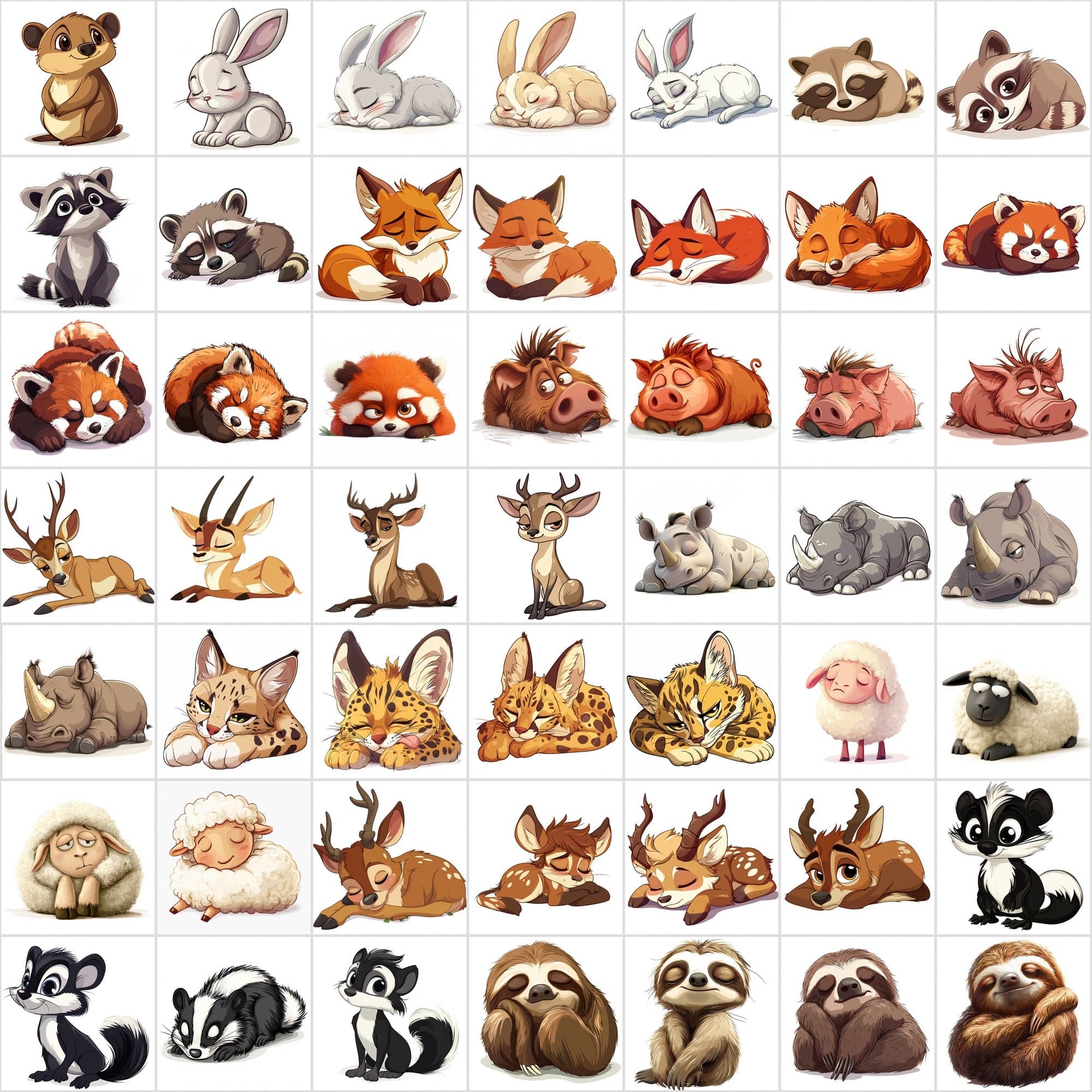 635 Adorable Sleepy and Tiered Animal Images Digital Download Sumobundle