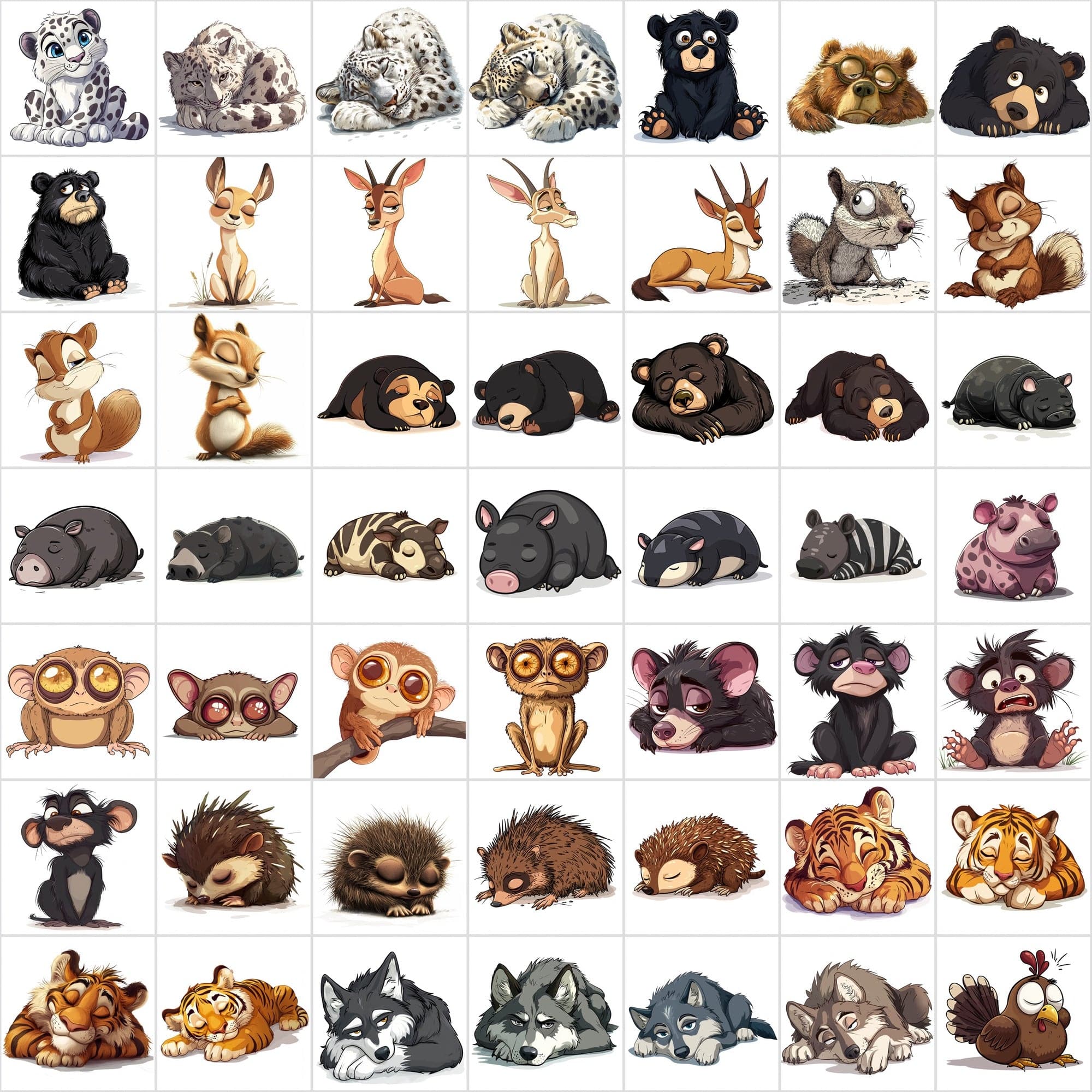 635 Adorable Sleepy and Tiered Animal Images Digital Download Sumobundle