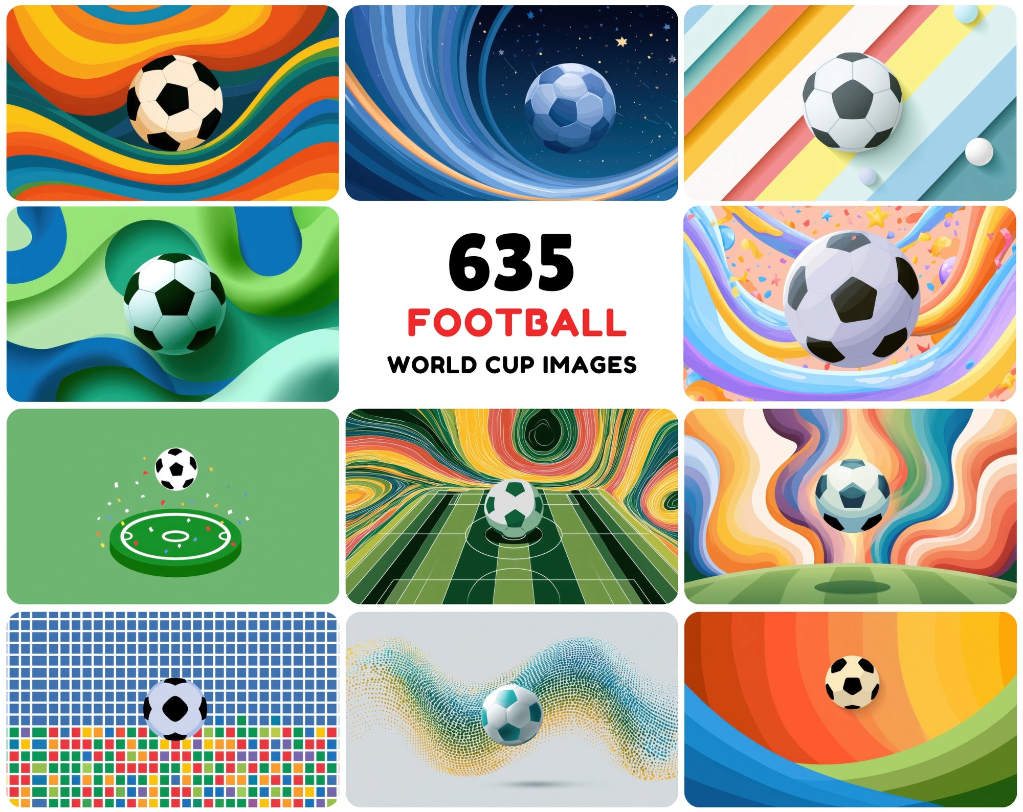 635 Soccer Ball Abstract Backgrounds Bundle | World Cup 2026 Inspired JPG Graphics