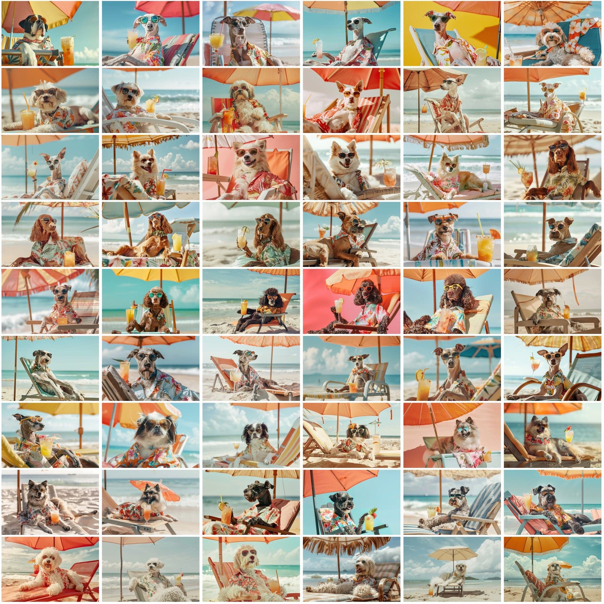 640 Adorable Dogs on the Beach with Cocktails Digital Download Sumobundle