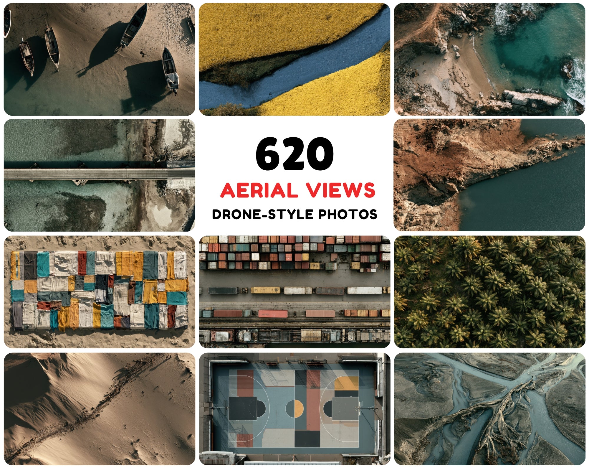 640 Aerial Top View Images – High-Resolution Drone-Style Landscape Backgrounds with Commercial License