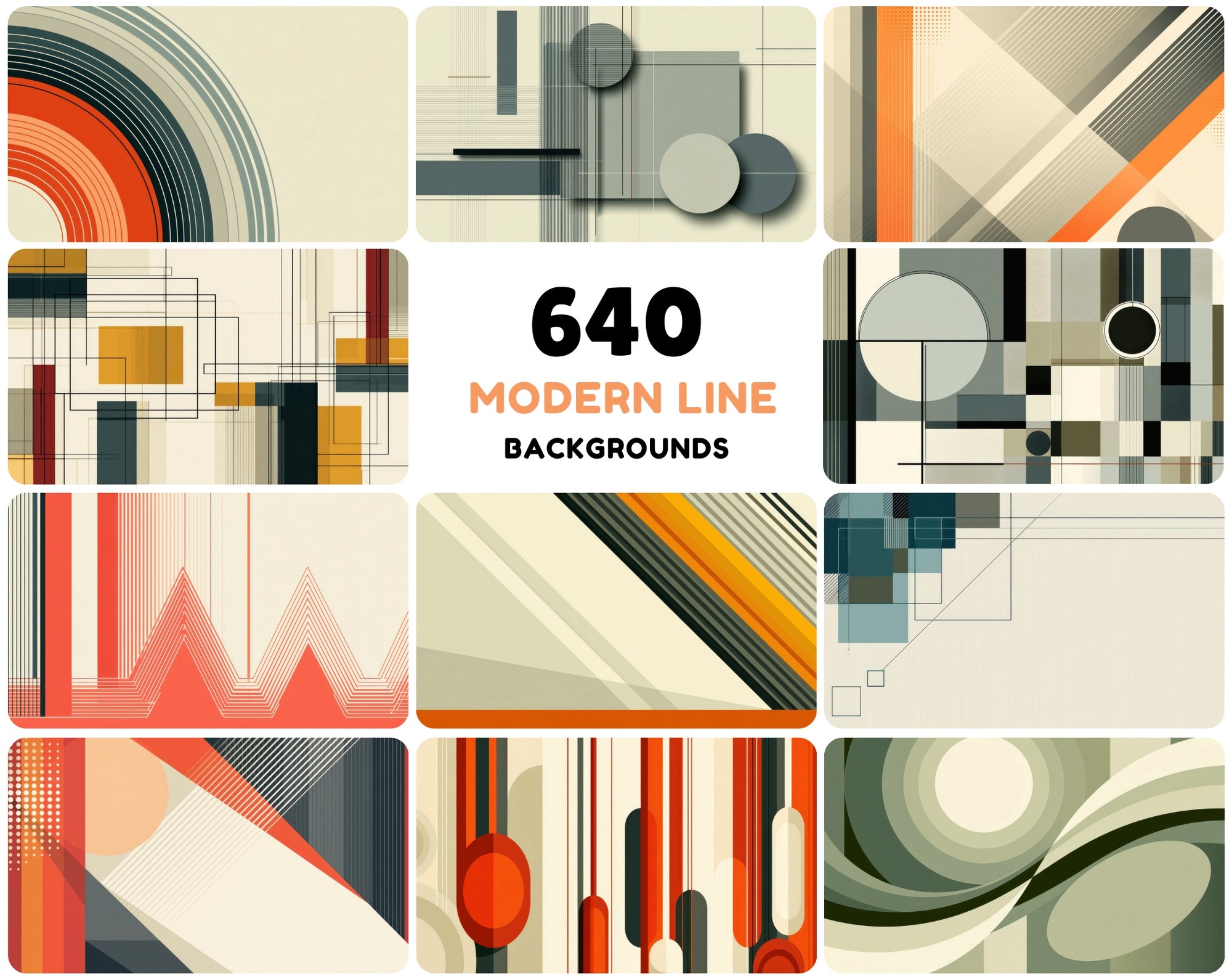 640 Minimalist Backgrounds Bundle | Modern Line Art & Geometric Digital Papers, High-Res JPG for Web Design, Branding & Print