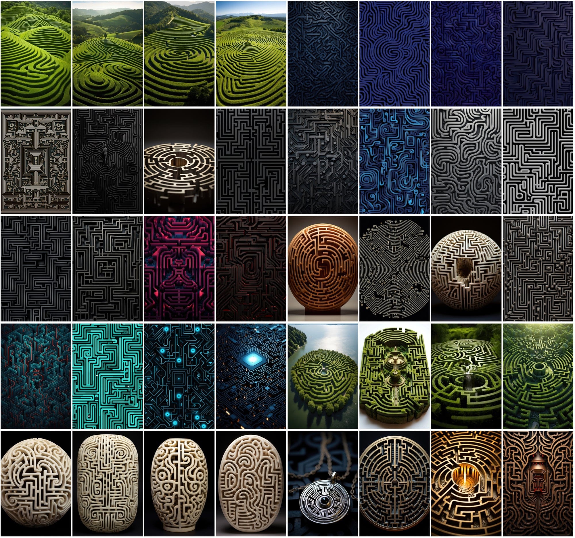 650 Colorful Maze Patterns, High-Resolution JPGs with Commercial License Digital Download Sumobundle