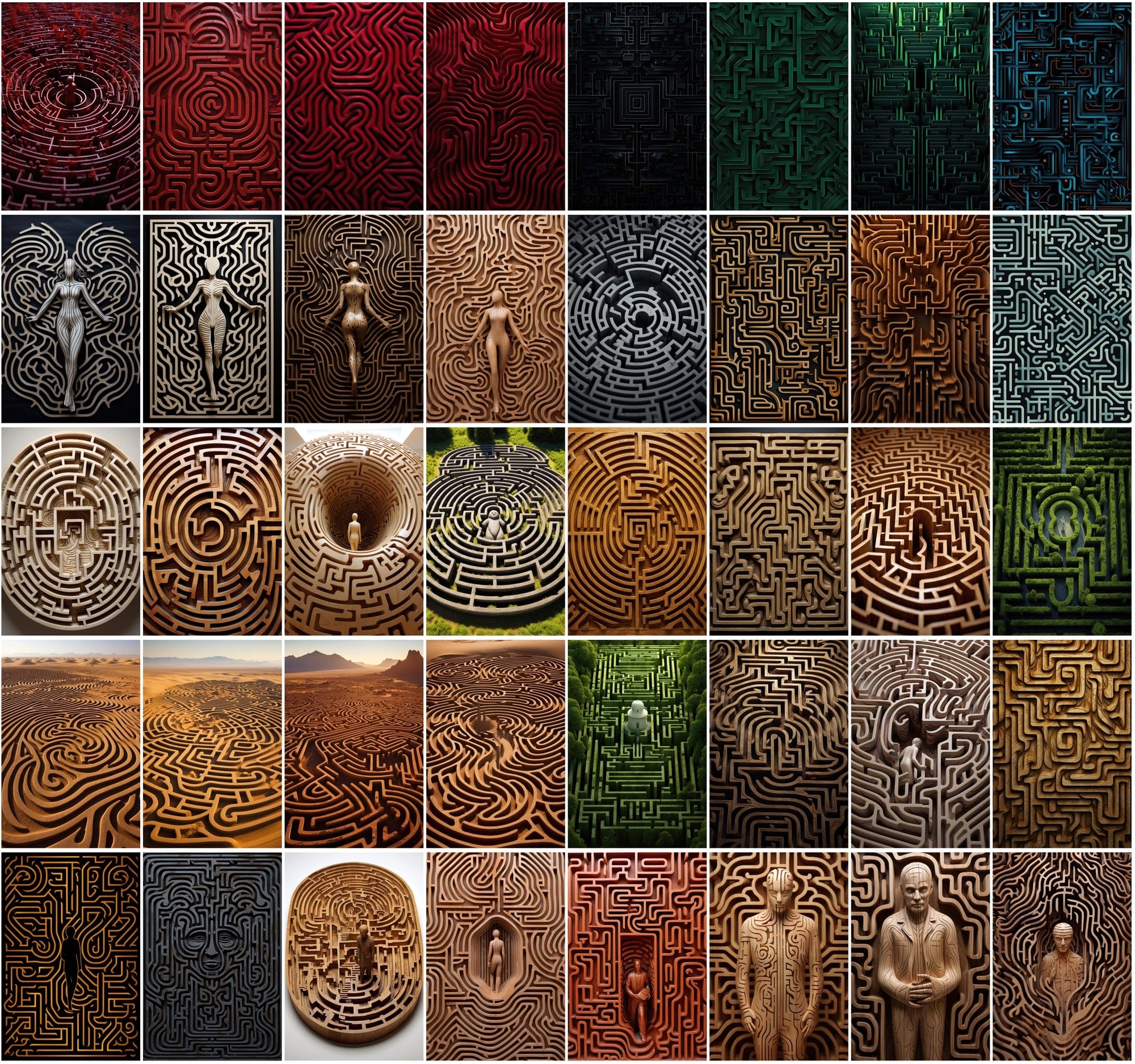650 Colorful Maze Patterns, High-Resolution JPGs with Commercial License Digital Download Sumobundle