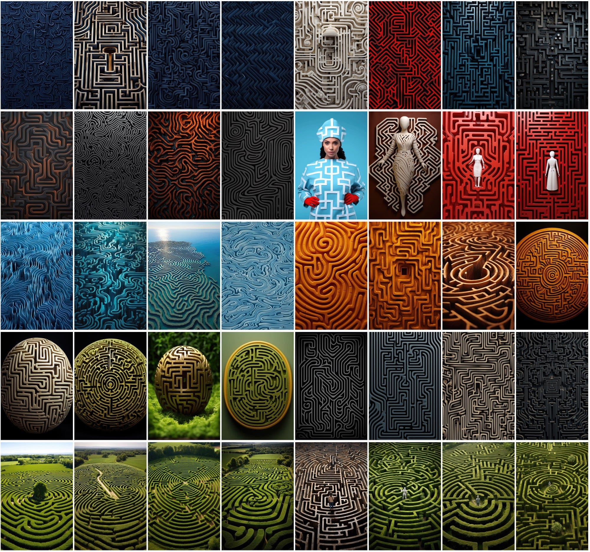 650 Colorful Maze Patterns, High-Resolution JPGs with Commercial License Digital Download Sumobundle