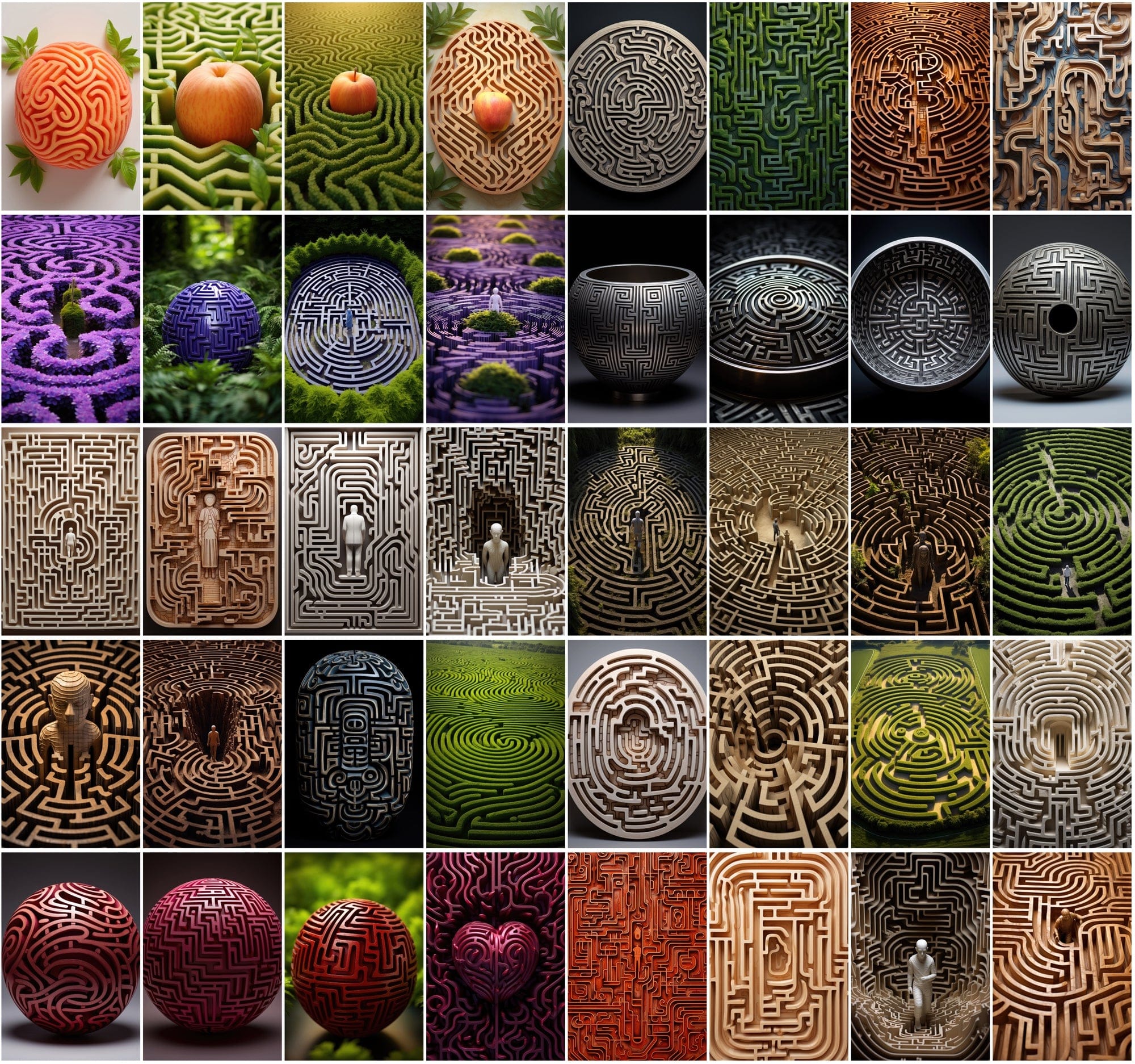 650 Colorful Maze Patterns, High-Resolution JPGs with Commercial License Digital Download Sumobundle