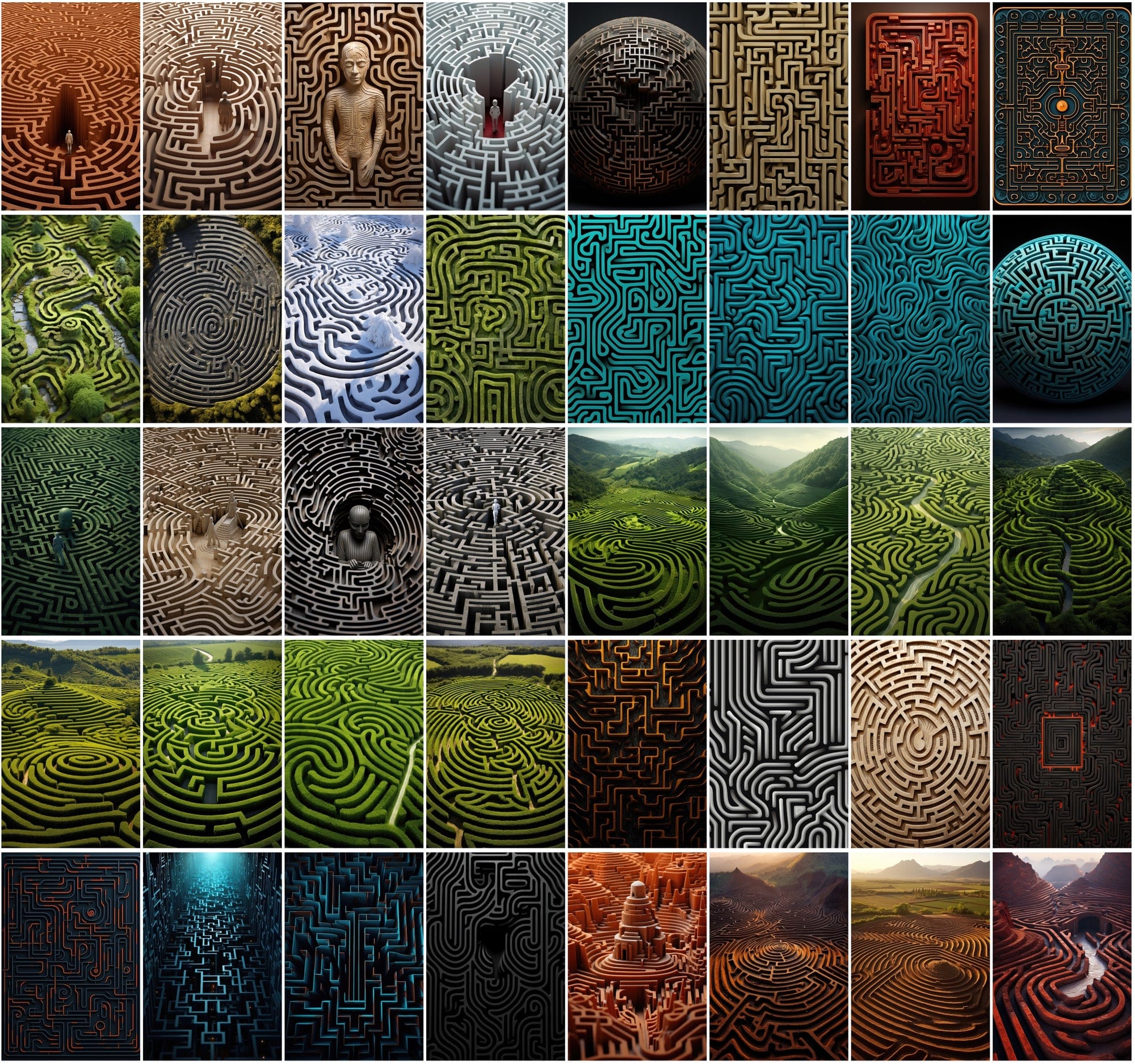 650 Colorful Maze Patterns, High-Resolution JPGs with Commercial License Digital Download Sumobundle