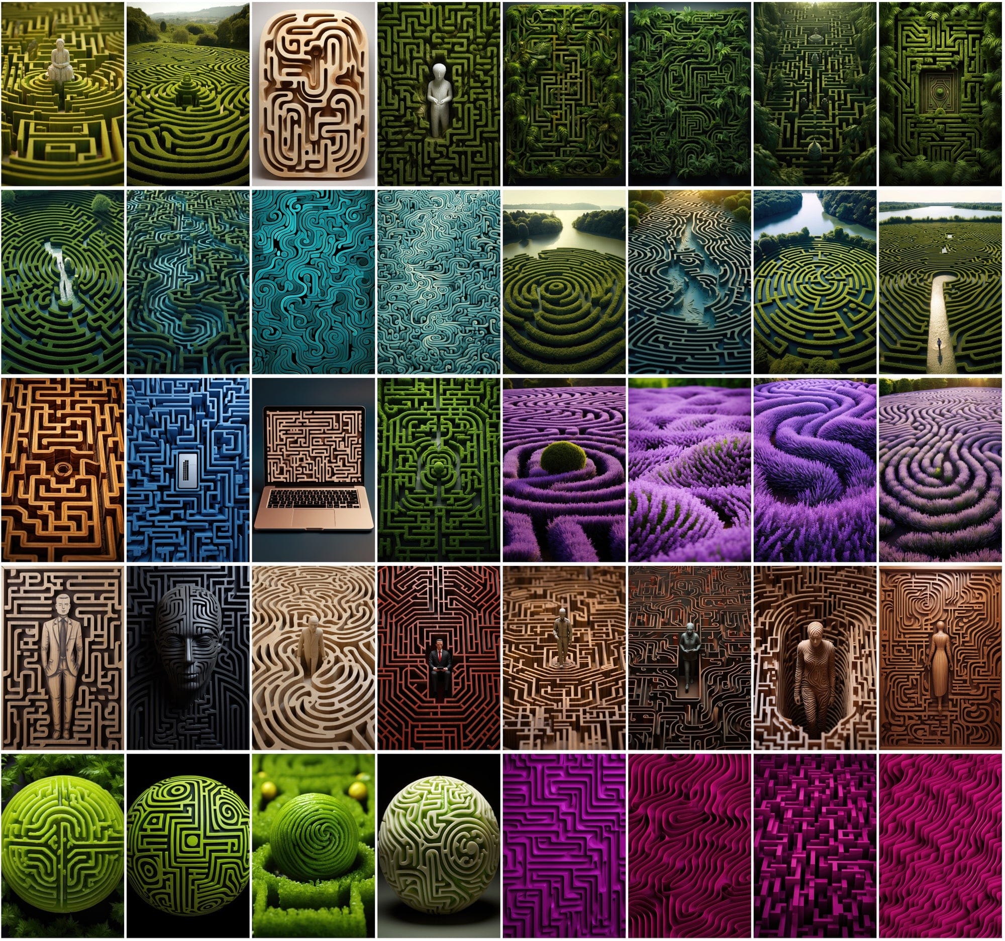 650 Colorful Maze Patterns, High-Resolution JPGs with Commercial License Digital Download Sumobundle