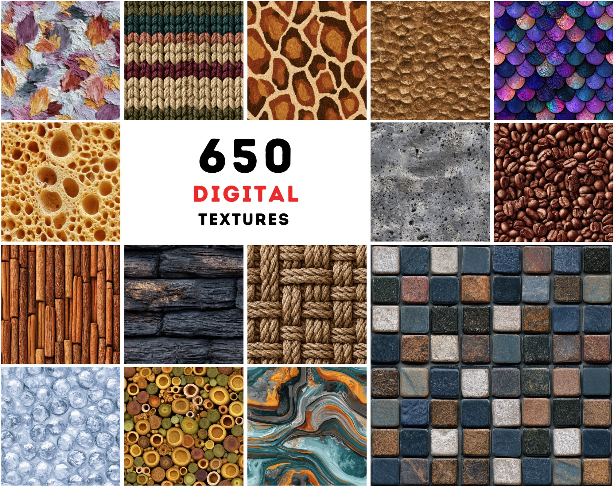 650 Texture Pack | Digital Backgrounds for Design, Print & Crafts