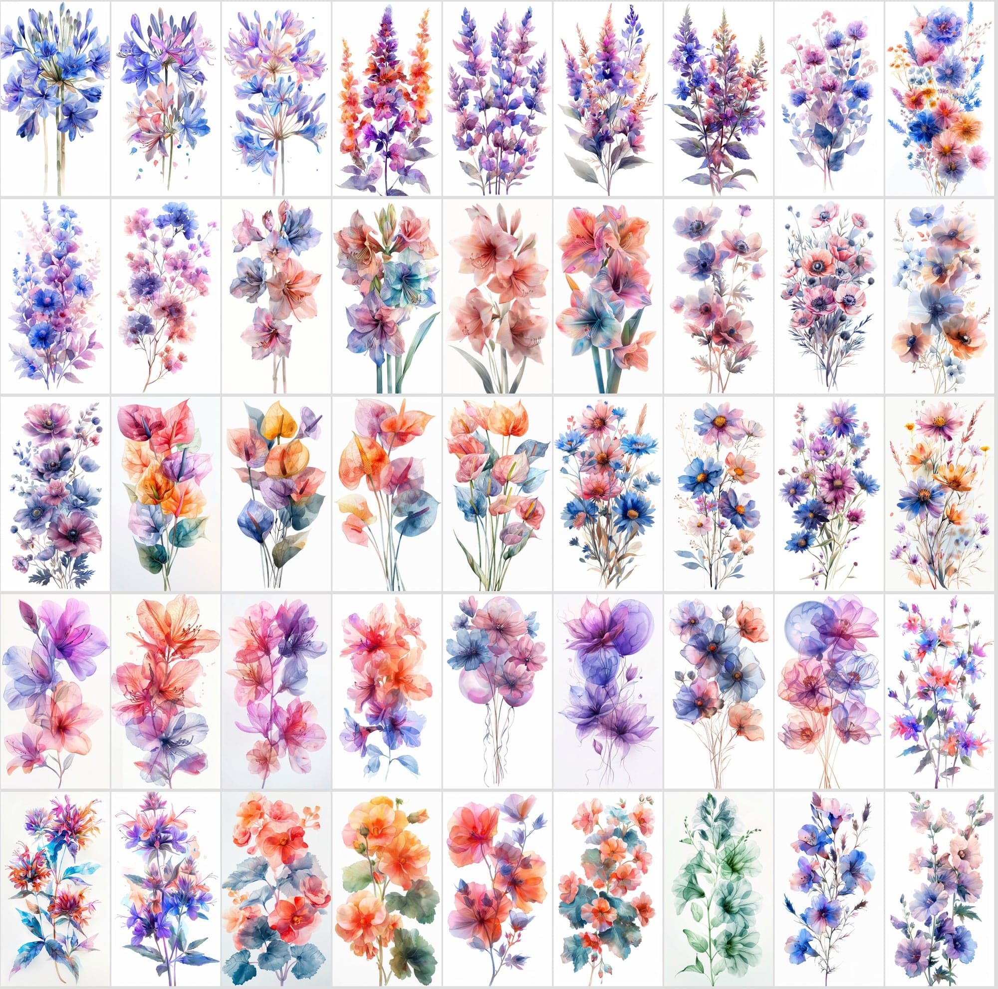 700 High-Resolution Flower Bouquet Images with Pastel Colors – Includes 570 with Transparent Backgrounds Digital Download Sumobundle