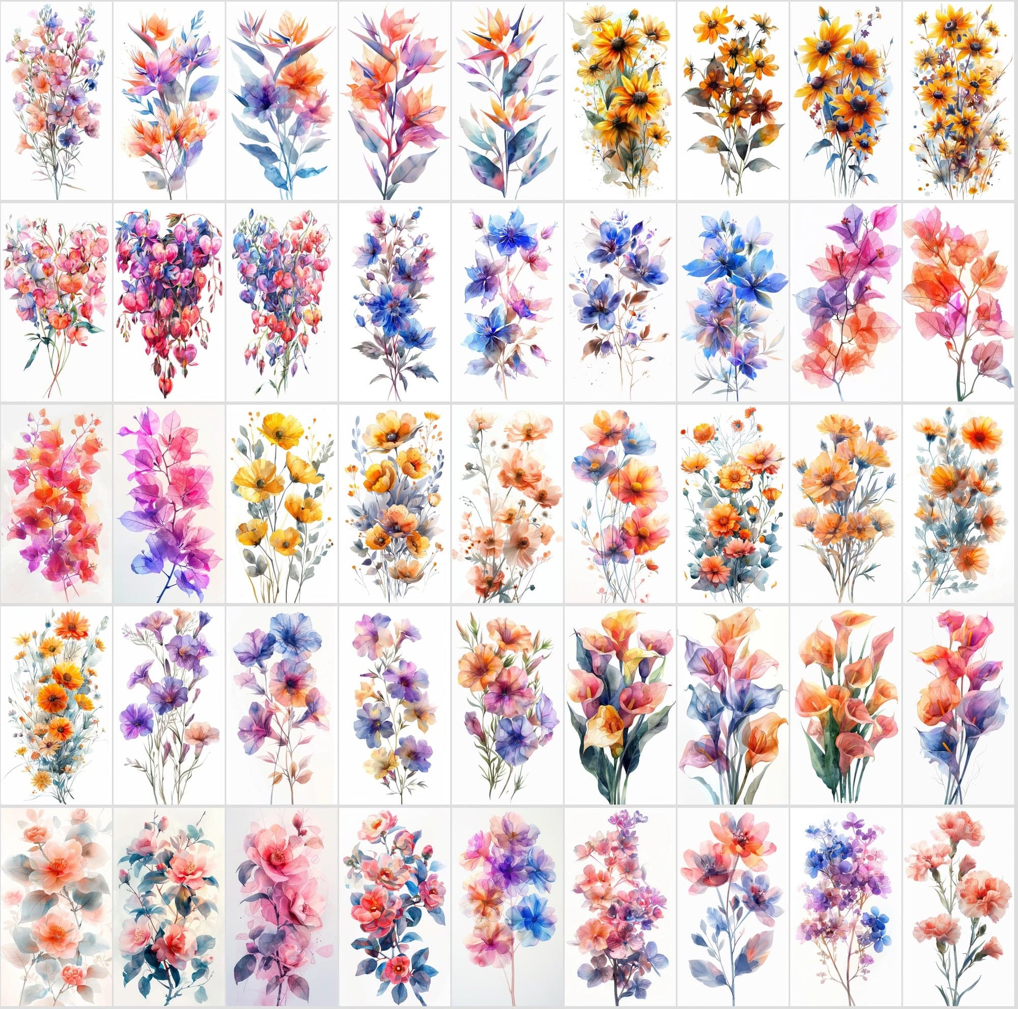 700 High-Resolution Flower Bouquet Images with Pastel Colors – Includes 570 with Transparent Backgrounds Digital Download Sumobundle