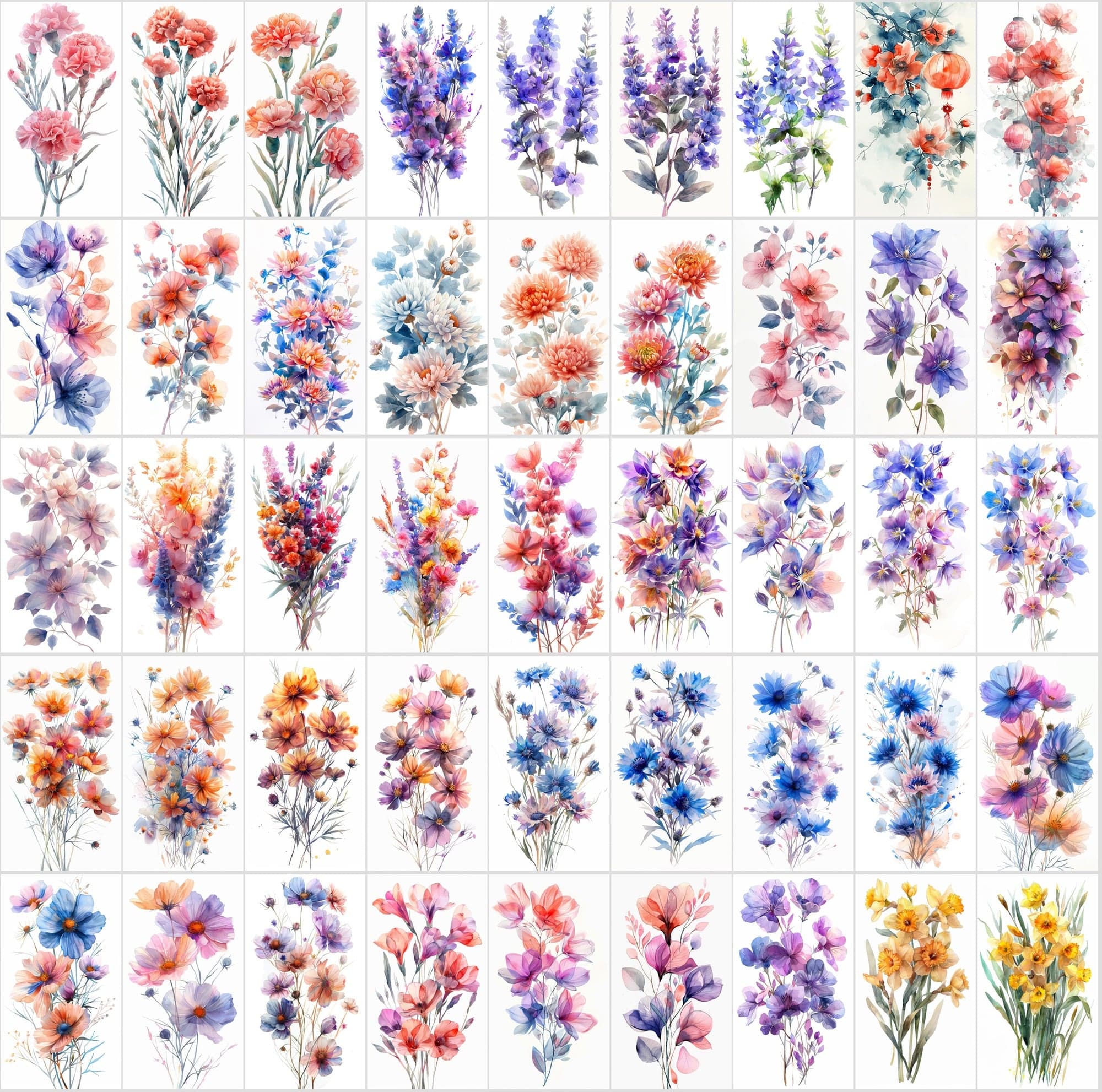 700 High-Resolution Flower Bouquet Images with Pastel Colors – Includes 570 with Transparent Backgrounds Digital Download Sumobundle