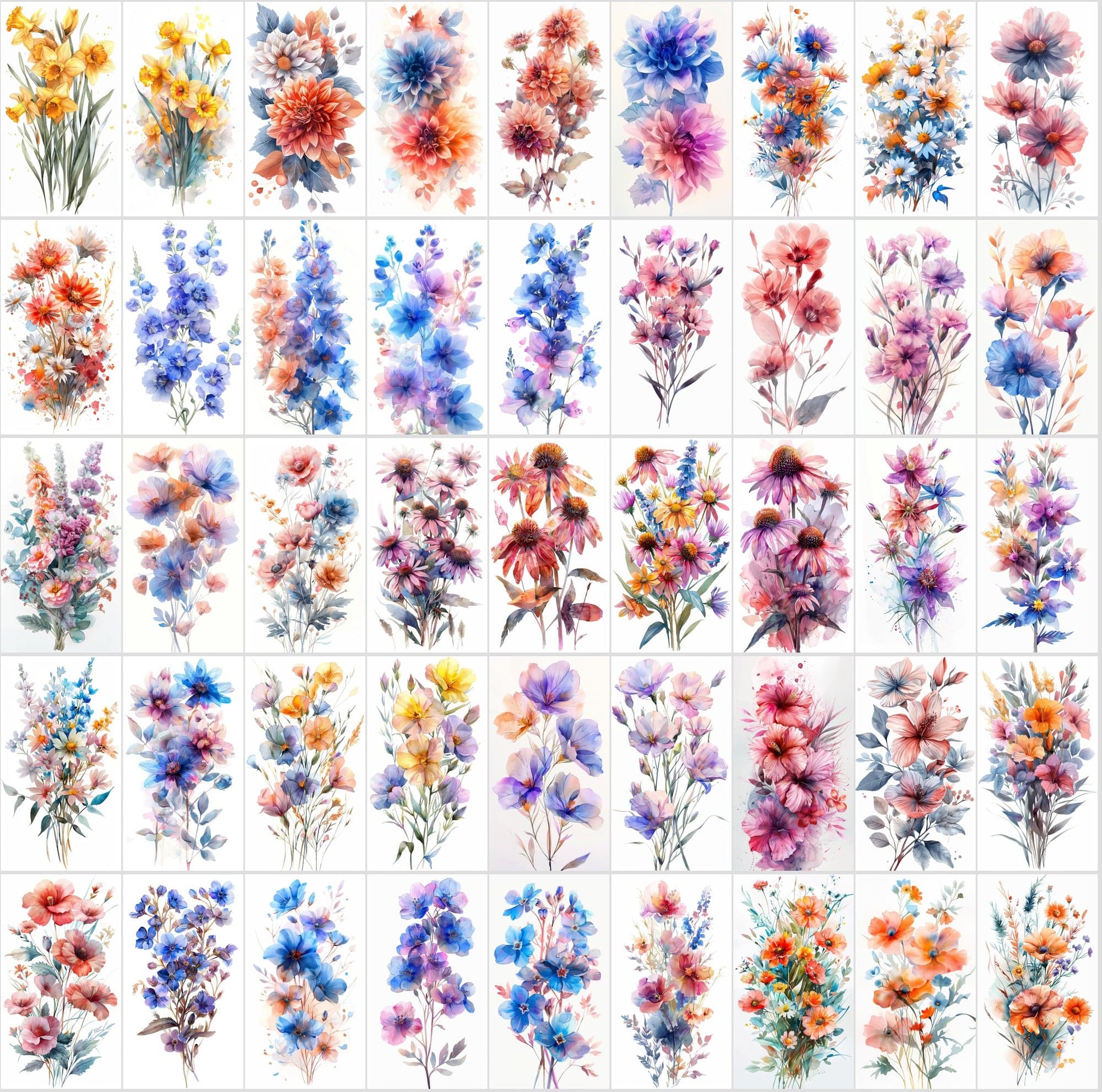 700 High-Resolution Flower Bouquet Images with Pastel Colors – Includes 570 with Transparent Backgrounds Digital Download Sumobundle