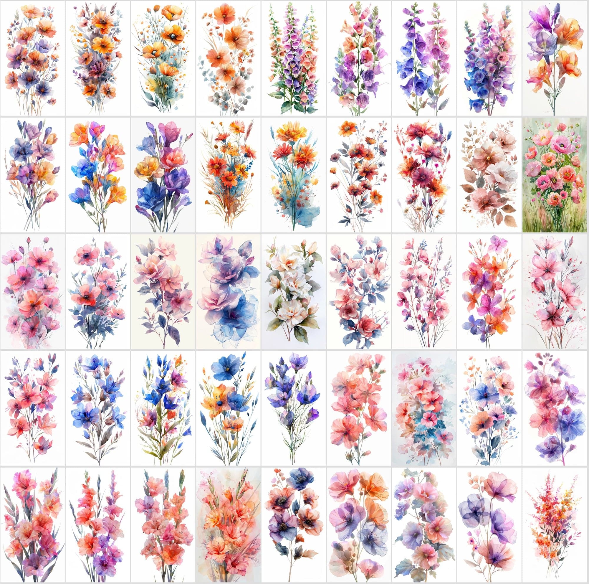 700 High-Resolution Flower Bouquet Images with Pastel Colors – Includes 570 with Transparent Backgrounds Digital Download Sumobundle