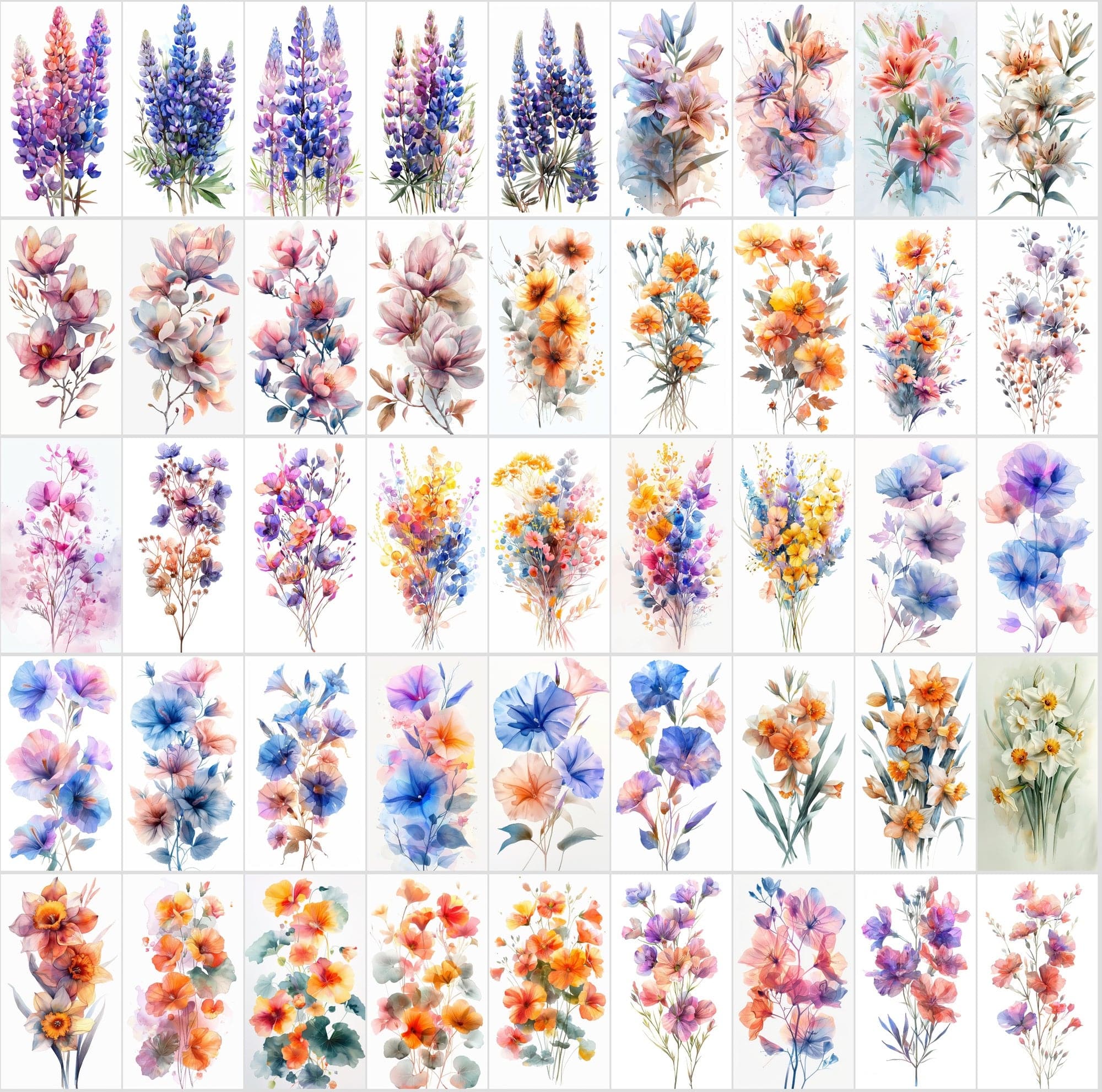 700 High-Resolution Flower Bouquet Images with Pastel Colors – Includes 570 with Transparent Backgrounds Digital Download Sumobundle