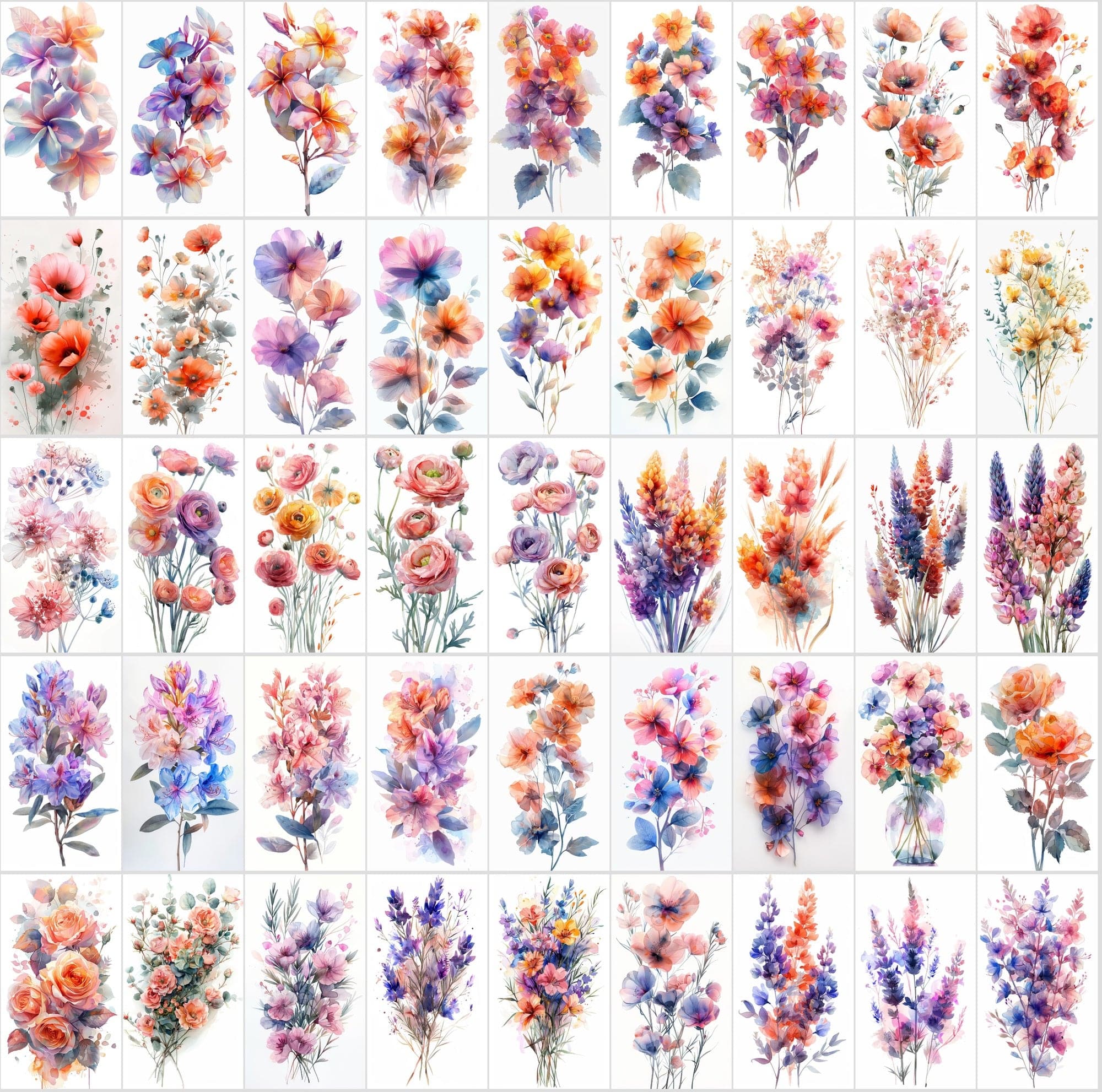 700 High-Resolution Flower Bouquet Images with Pastel Colors – Includes 570 with Transparent Backgrounds Digital Download Sumobundle