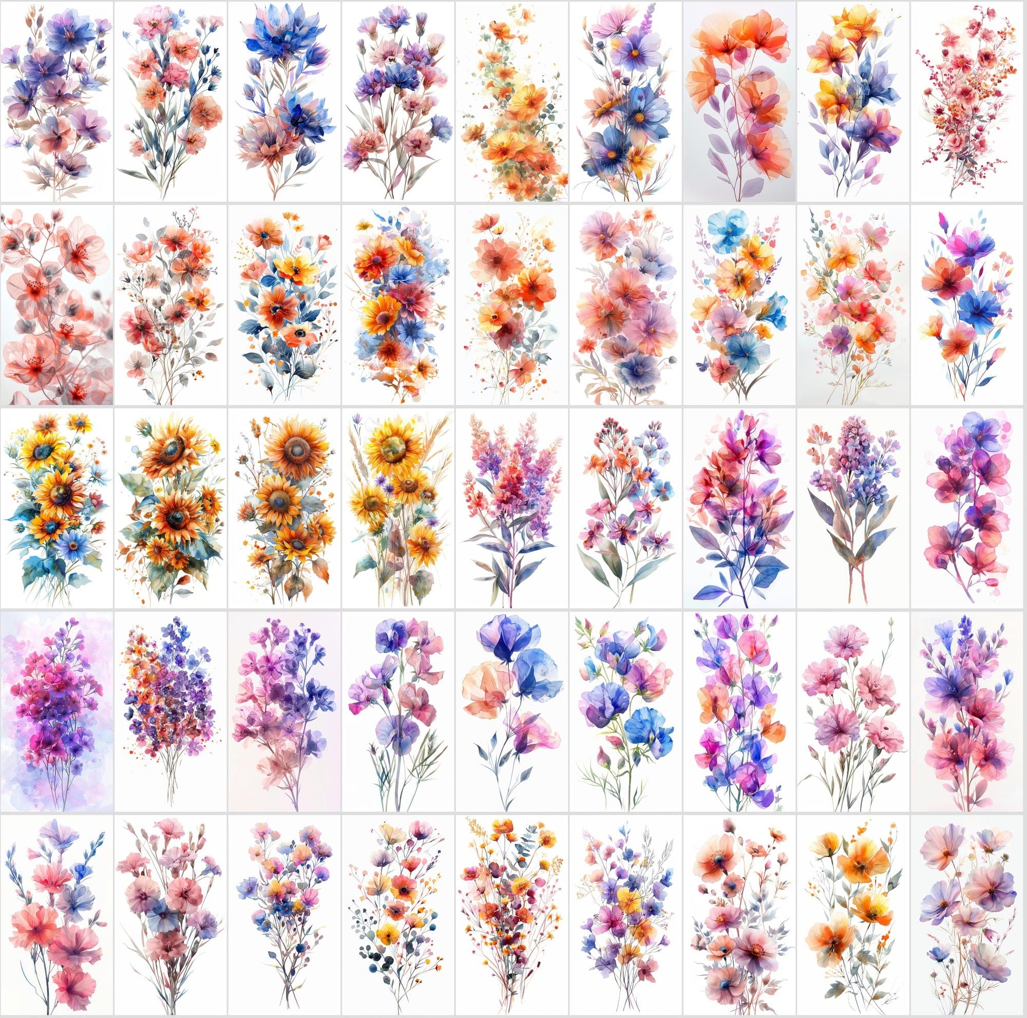 700 High-Resolution Flower Bouquet Images with Pastel Colors – Includes 570 with Transparent Backgrounds Digital Download Sumobundle