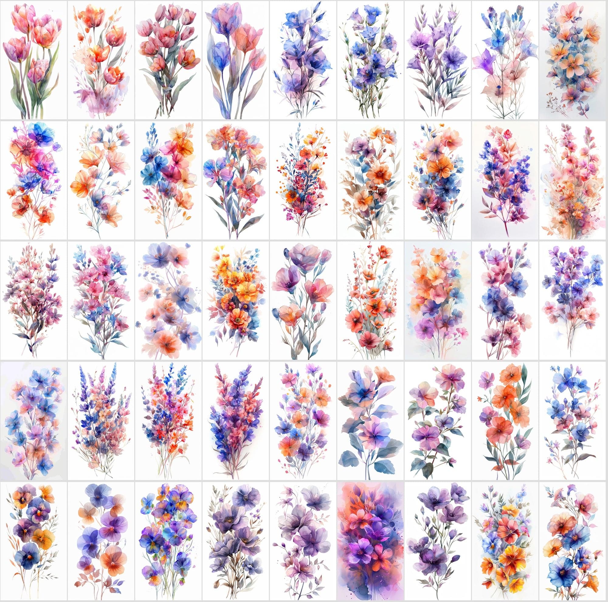 700 High-Resolution Flower Bouquet Images with Pastel Colors – Includes 570 with Transparent Backgrounds Digital Download Sumobundle