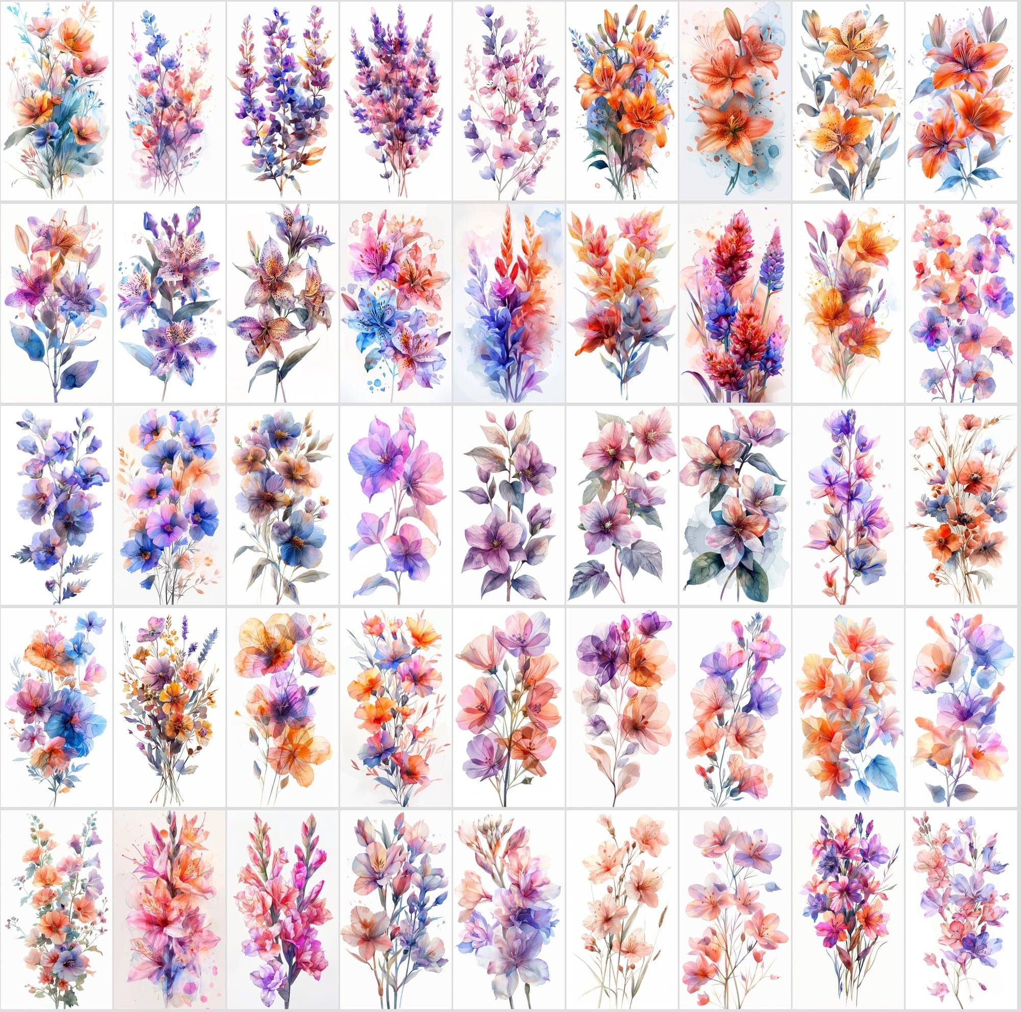 700 High-Resolution Flower Bouquet Images with Pastel Colors – Includes 570 with Transparent Backgrounds Digital Download Sumobundle