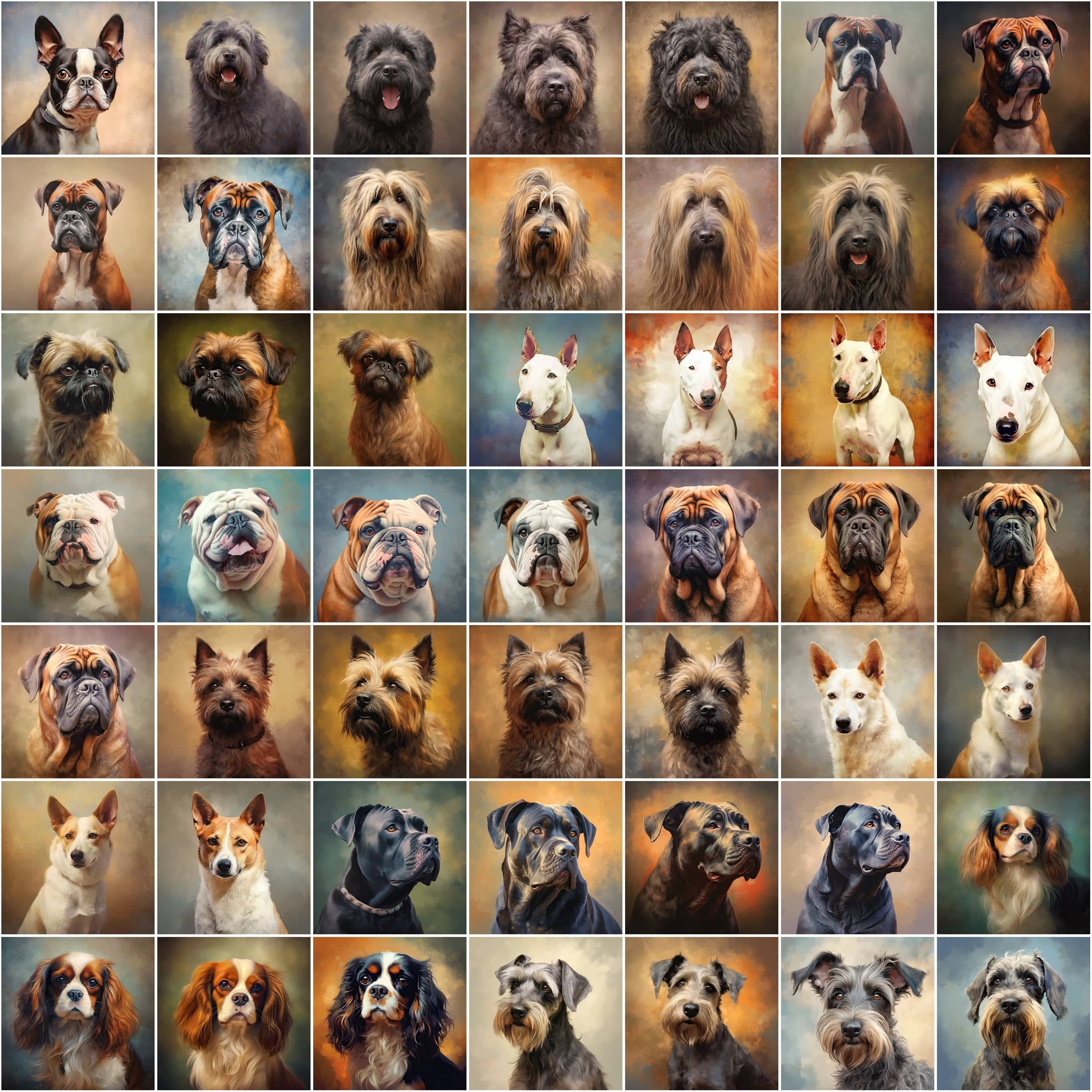 760 Oil Painting Dog Breed Images | Commercial License Included | High Resolution PNGs | Instant Download | Perfect for Pet Lovers Digital Download Sumobundle